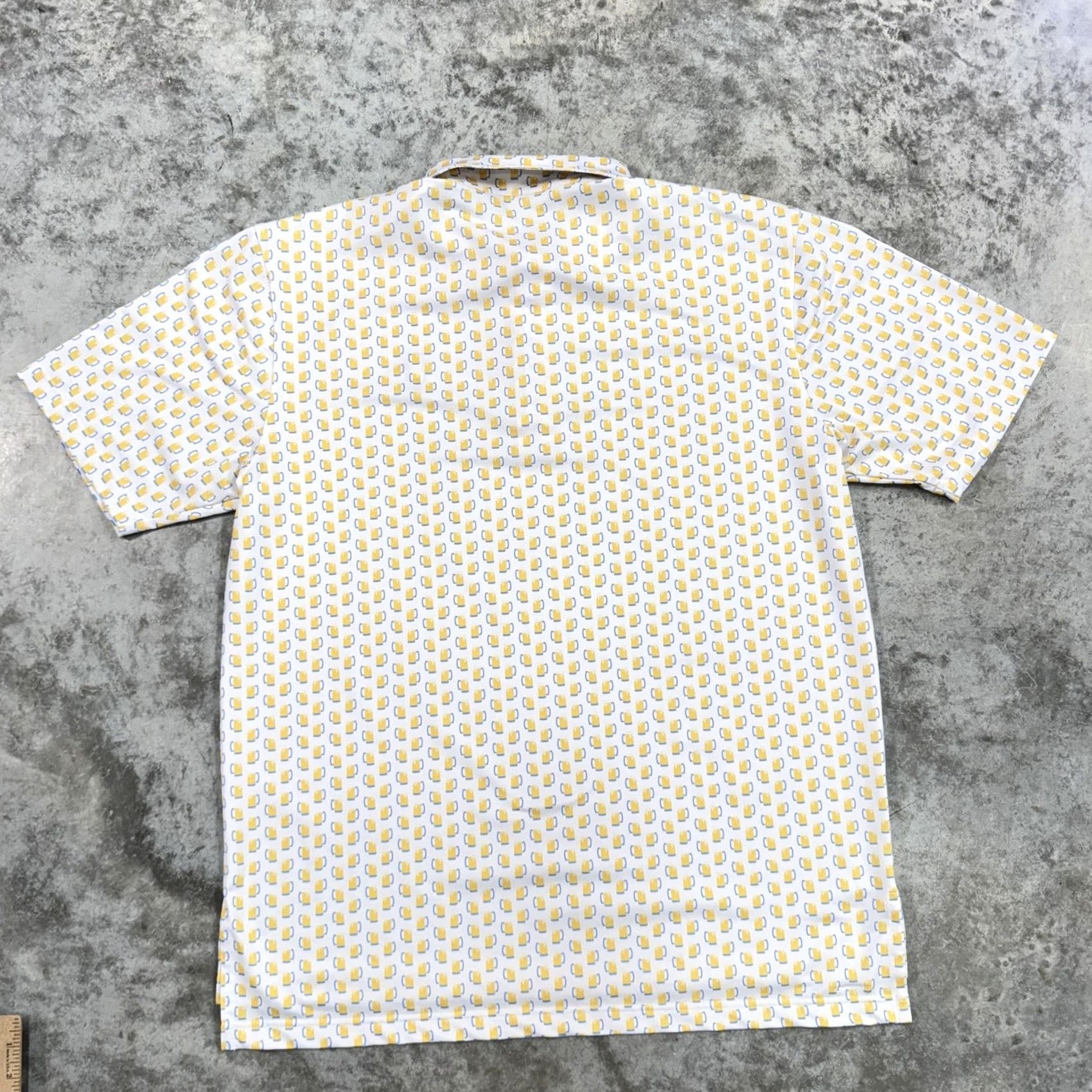Vintage Turtleson Polo Shirt Mens L White Yellow Golf Print Stretch Breathable Casual Short Sleeve Collared Size US L / EU 52-54 / 3 - 6 Thumbnail