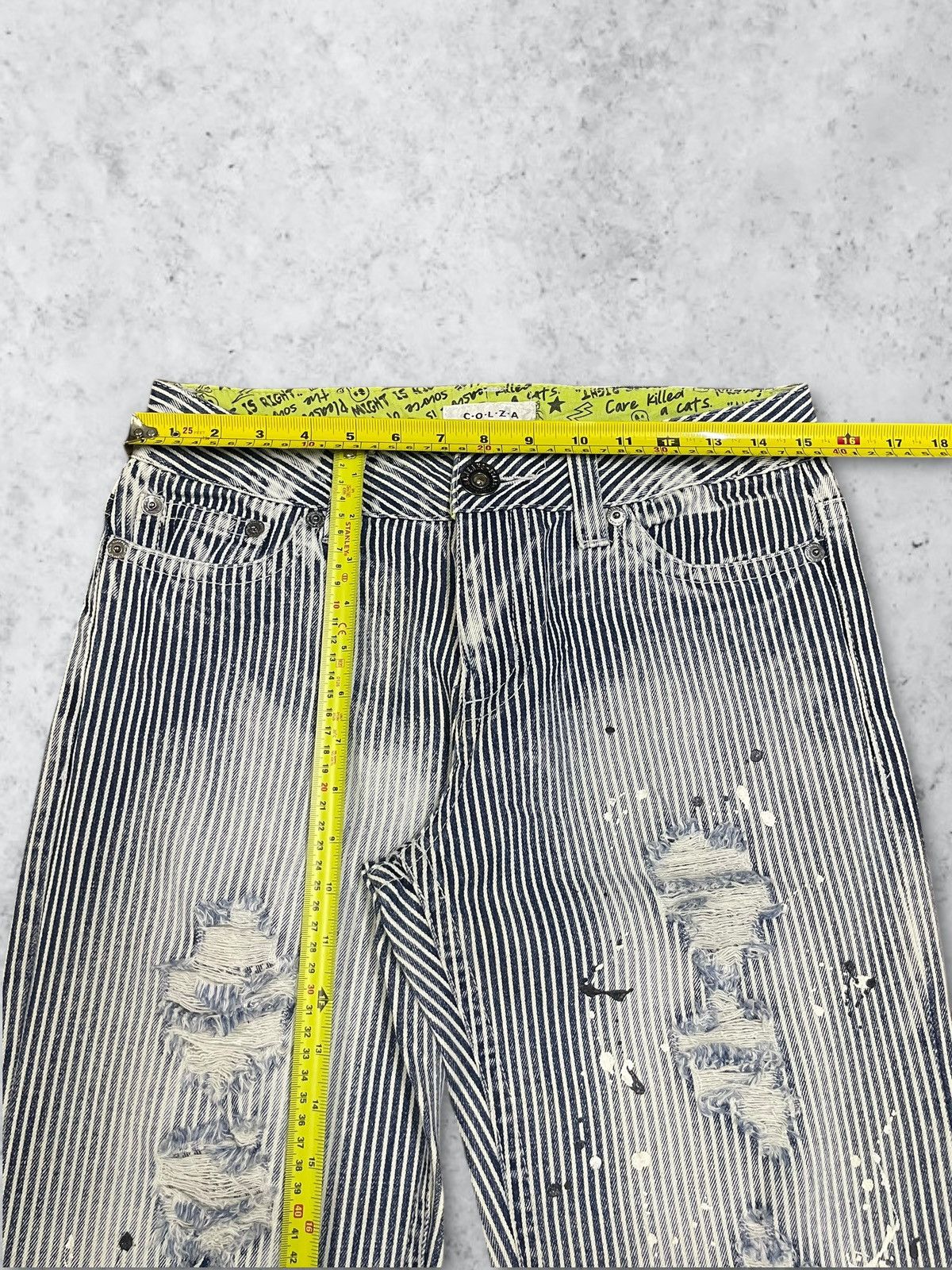 Japanese Brand Vintage Y2k Japanese Punk Paint Splatter Hickory Baggy Jeans Size US 31 - 11 Thumbnail