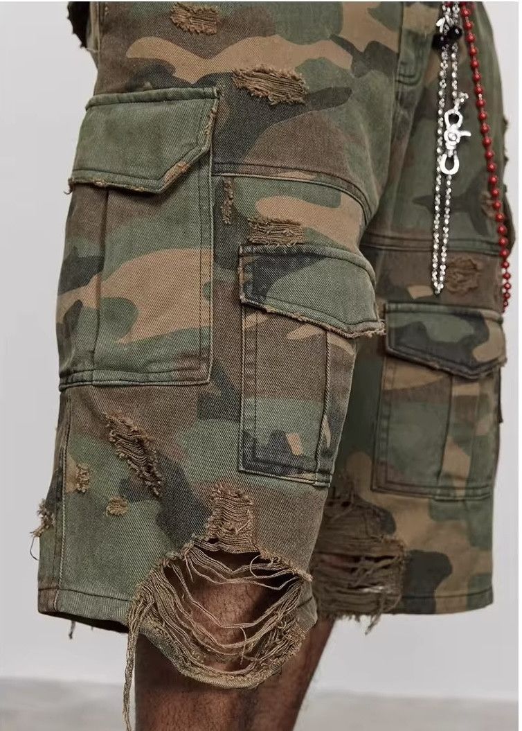 Jean Camouflage Ripped Shorts Size US 30 / EU 46 - 4 Thumbnail