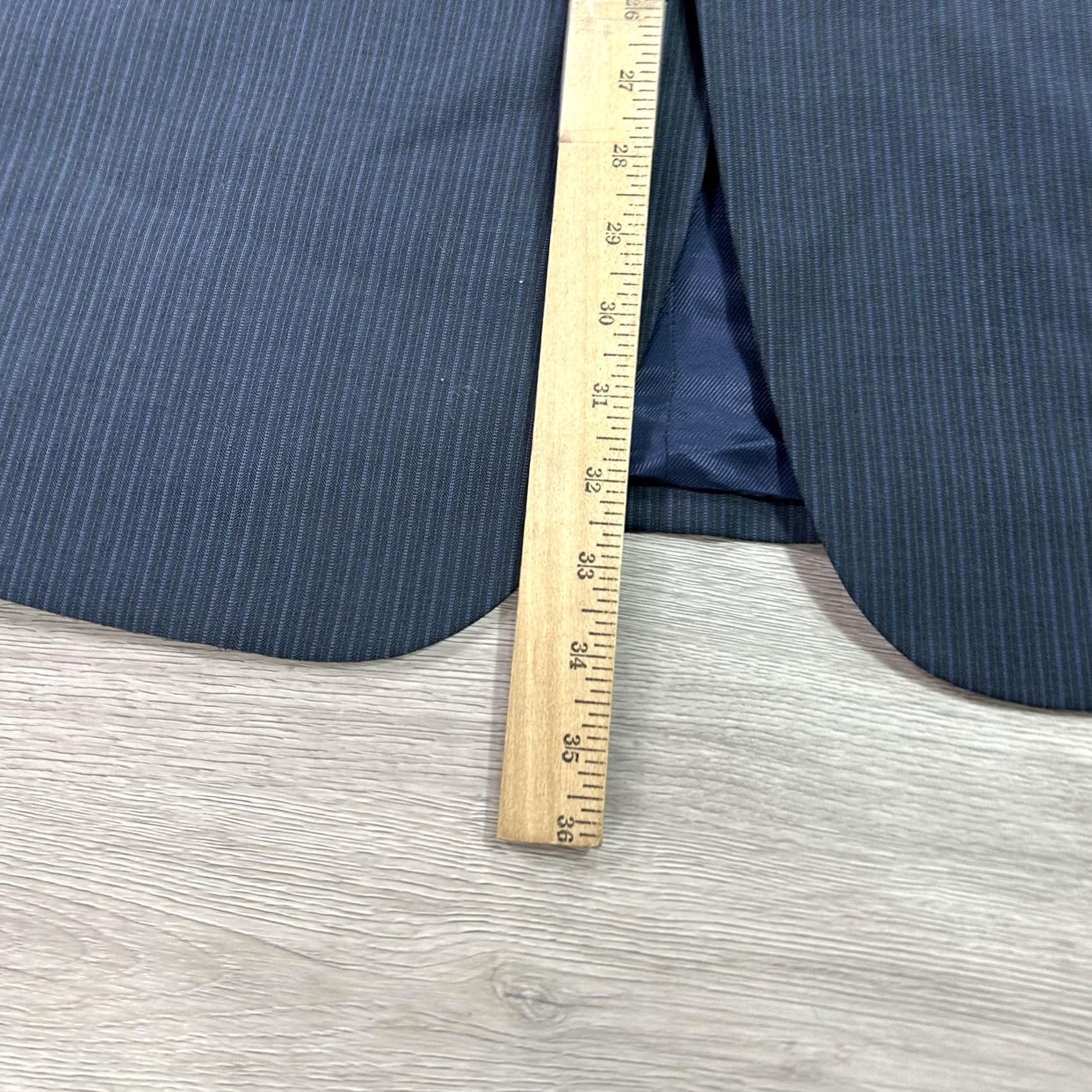 Pronto Uomo VINTAGE? No. Pronto Uomo Signature Blazer Mens 46R Navy Pinstripe Made in Italy Super 110s Size 46R - 7 Thumbnail