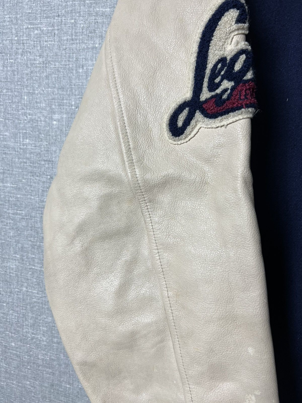 Levi's × Levi's Vintage Clothing Vintage Levis USA Varsity Bomber Jacket Leather Sleeves Size US L / EU 52-54 / 3 - 4 Thumbnail