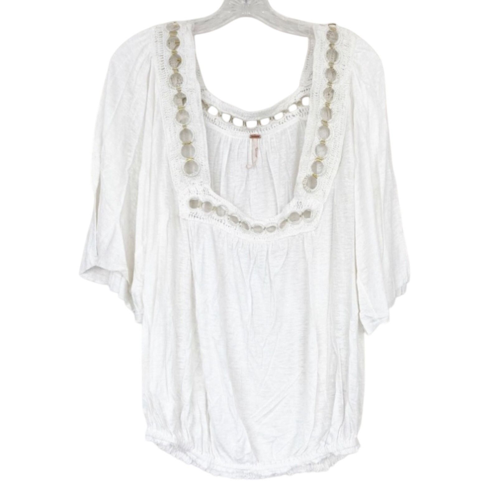 Free People Free People White Grommet Detailed Blouse Size M / US 6-8 / IT 42-44 - 7 Thumbnail