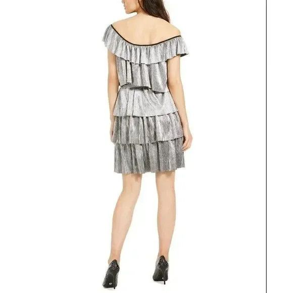 Other Michael Michael Kors Metallic Tiered Off-The-Shoulder Dress Size M / US 6-8 / IT 42-44 - 3 Thumbnail