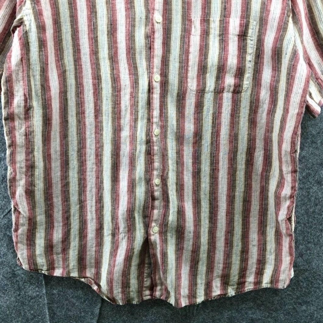 Tasso Elba Tasso Elba Linen Shirt Mens L Short Sleeve Button Up Striped Pink Brown Beach Holiday Ocean Collar Size US L / EU 52-54 / 3 - 4 Thumbnail