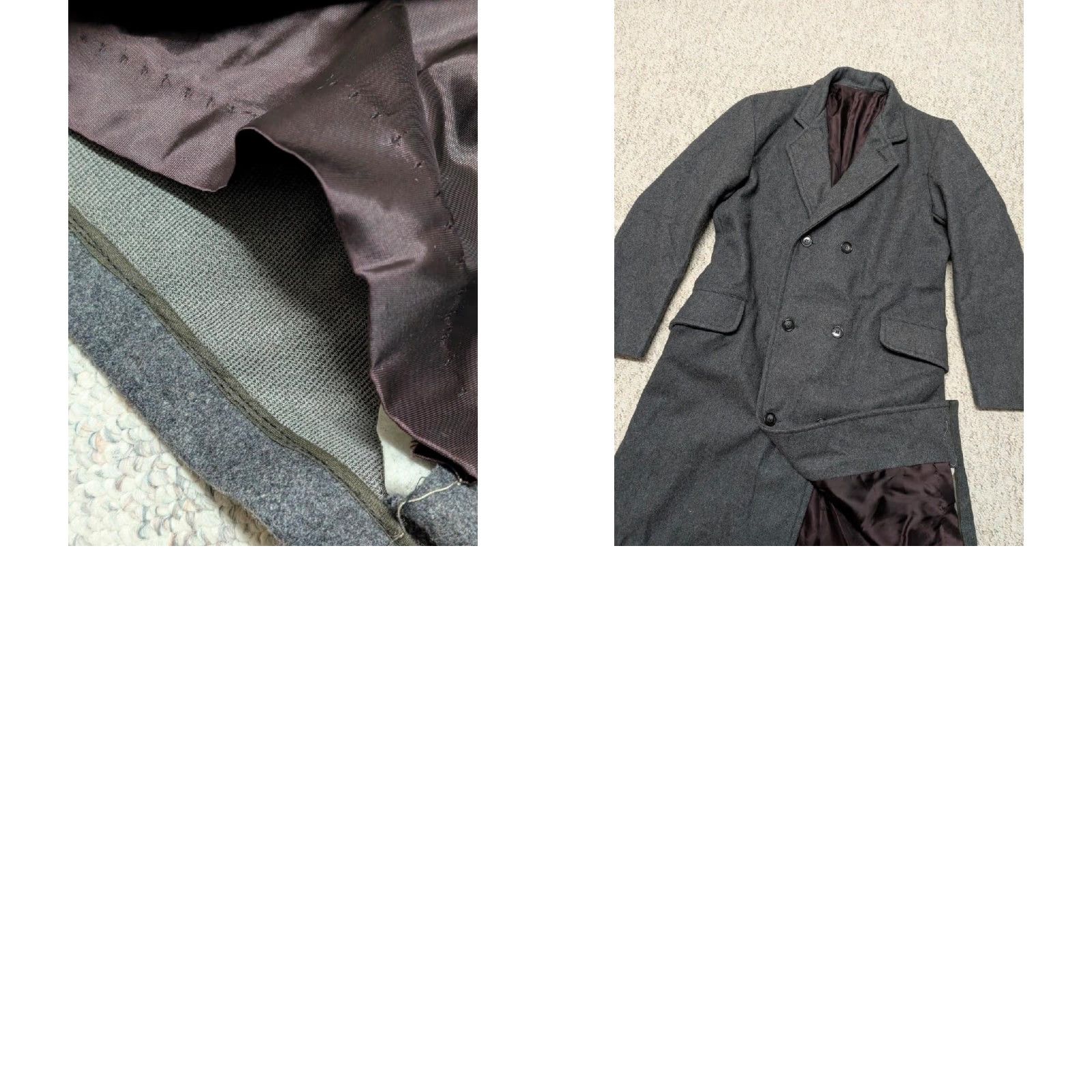 Doublet VINTAGE BESPOKE Overcoat 40L Grey Flannel Wool Double Breasted Coat Men M BESPOKE Custom Tailored Army Uniform 1940s Mens Size US M / EU 48-50 / 2 - 8 Thumbnail