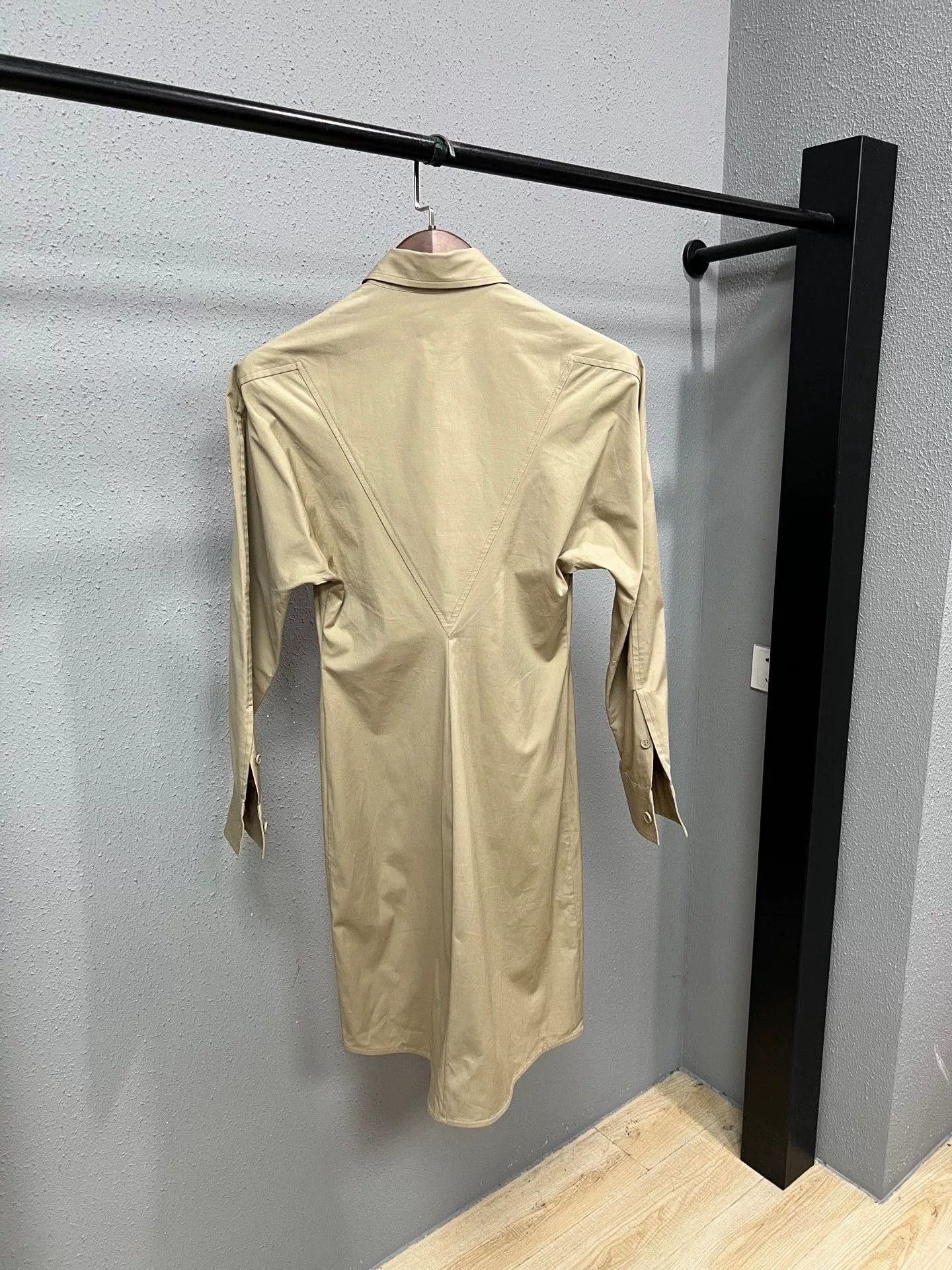 Bottega Veneta Bottega Veneta Khaki Waist-Cinched Shirt Dress Size US 7 / EU 40 - 2 Thumbnail