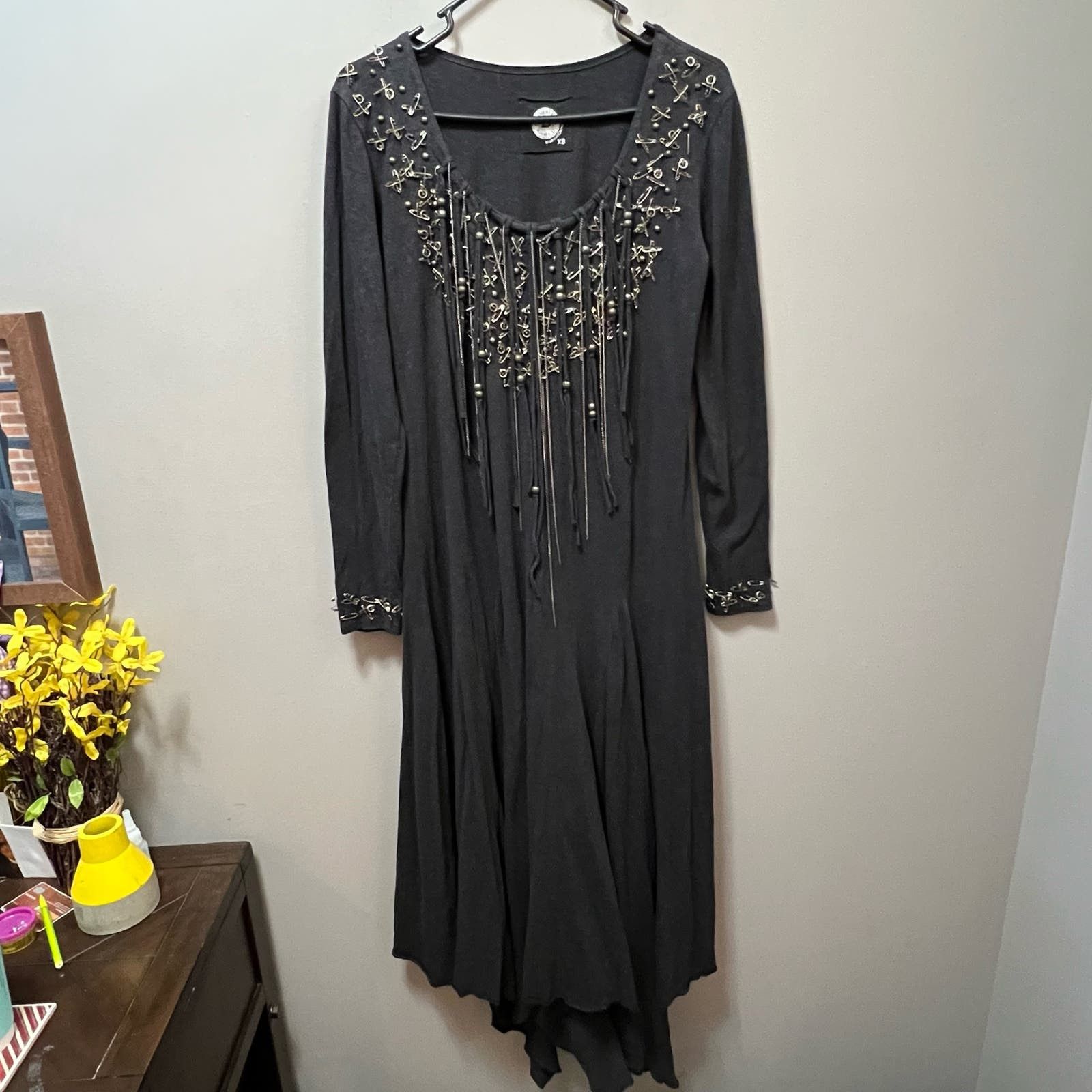 Image of Double D Ranch Pins & Needles Long Sleeve Dress Size Xs in Grey, Women's