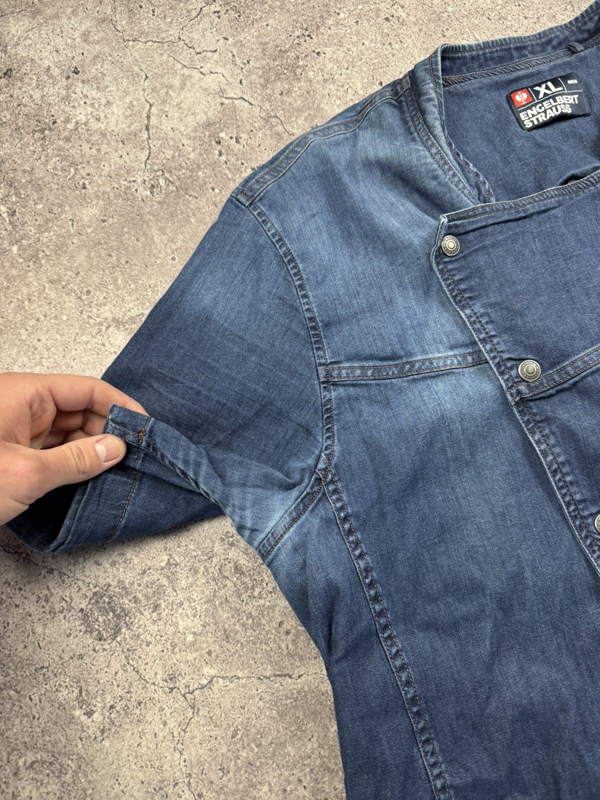 Garment Reproduction of Workers Vintage Engelbert Strauss Denim Workwear Shirt Distressed Size US XL / EU 56 / 4 - 5 Thumbnail