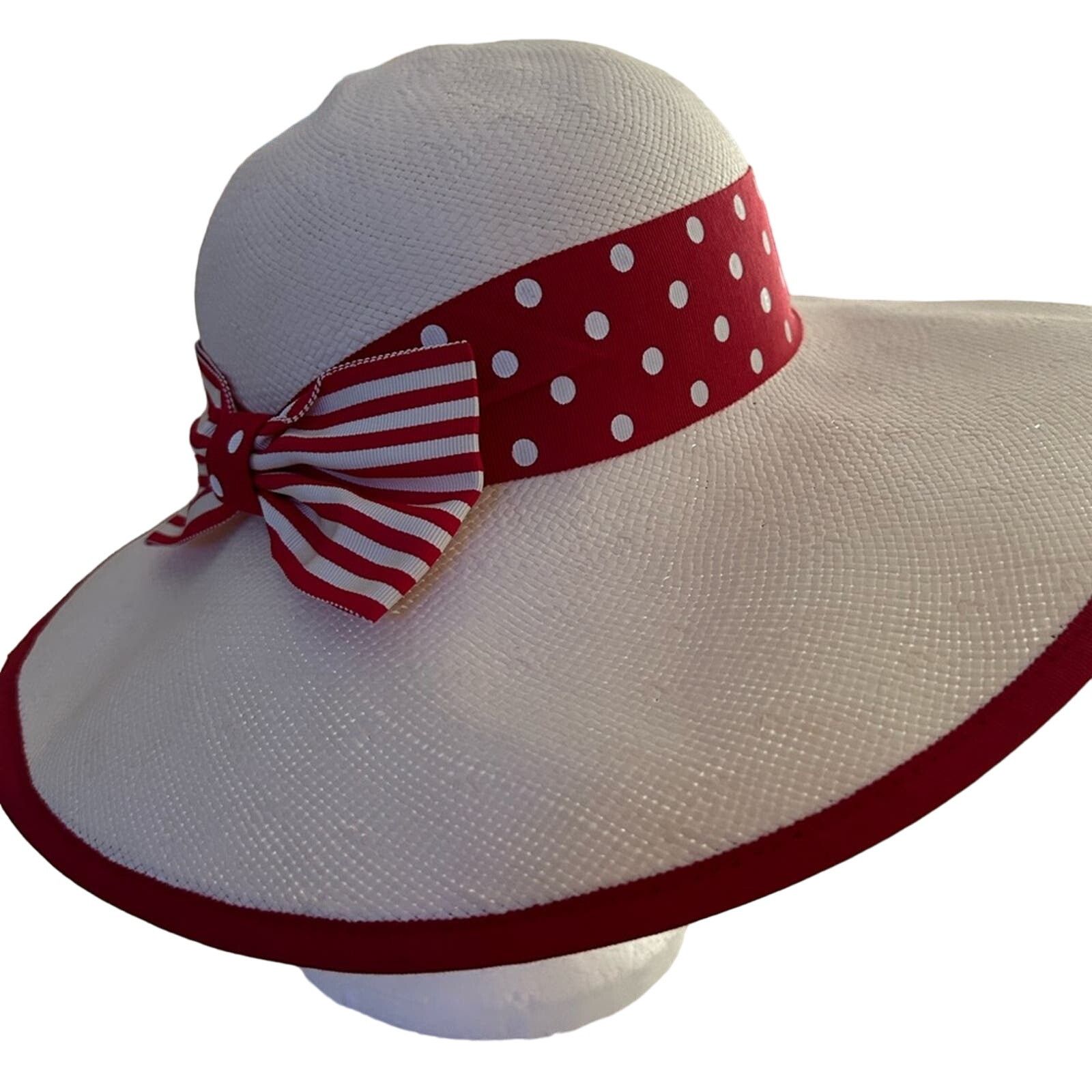 & Other Stories white straw women’s hat with red and white polka dot ribbon Size ONE SIZE - 1 Thumbnail