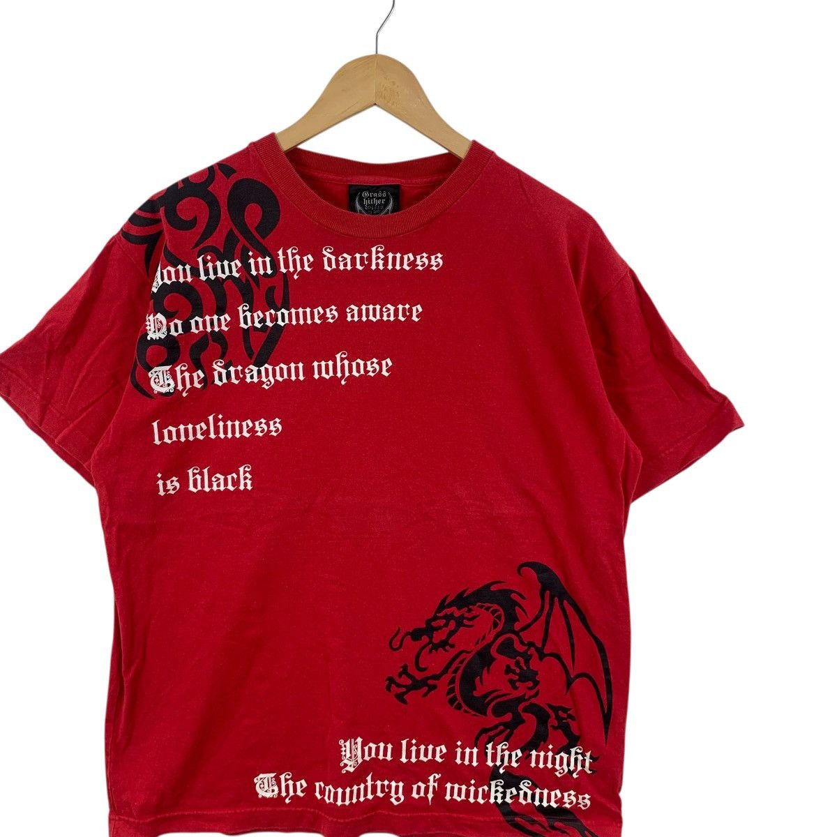 Vintage Vintage GRASS HITHER JAPAN Dragon Loneliness Tee Shirt Top Size L / US 10 / IT 46 - 5 Thumbnail