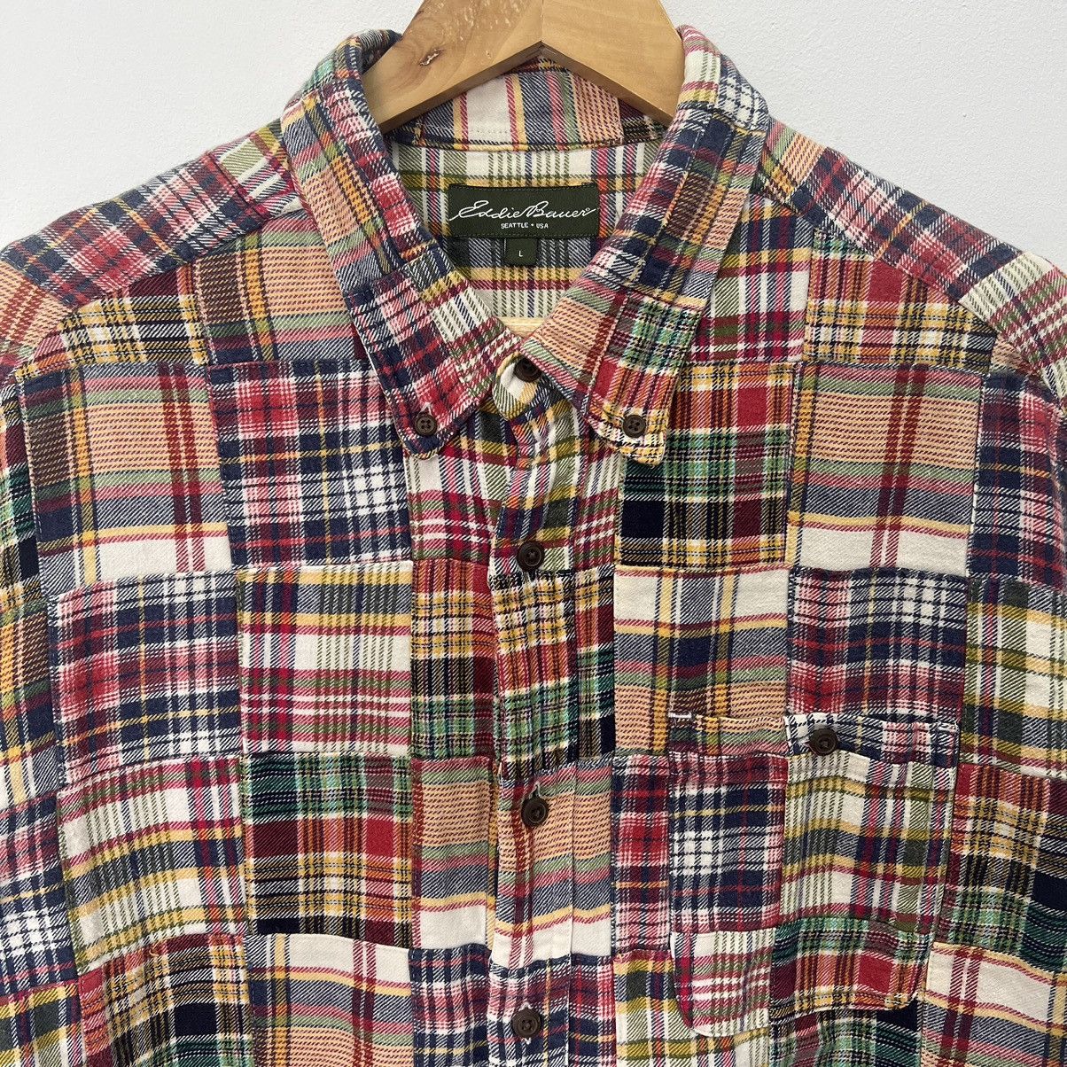 Designer × Eddie Bauer × Flannel Vintage Eddie Bauer Patchwork Inspired Kapital Shirt Size US L / EU 52-54 / 3 - 2 Thumbnail