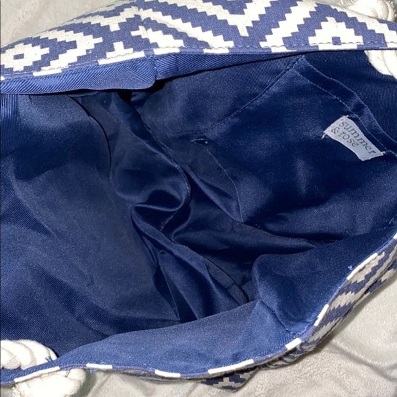 Other Summer and Rose Blue and White Chevron Tote Bag | Sz OS Size ONE SIZE - 5 Thumbnail