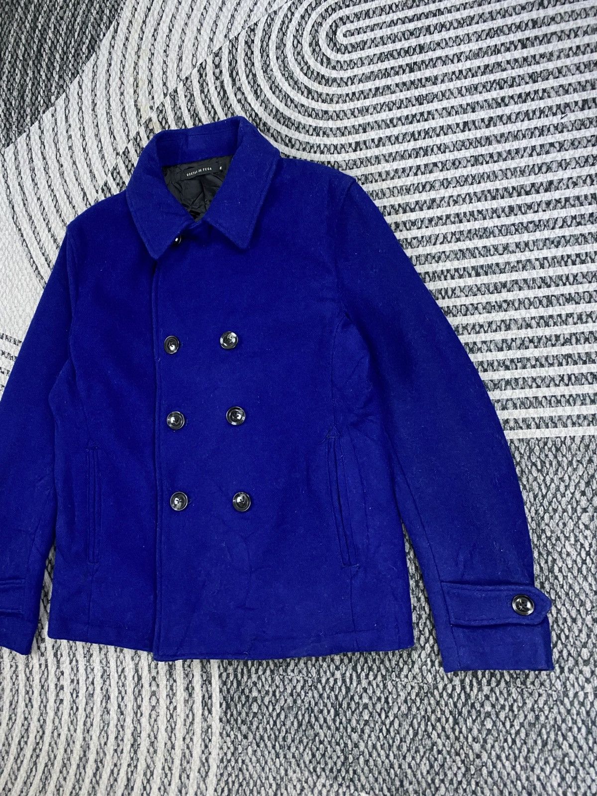 GOSTAR DE FUGA Vtg Gostar De Fuga Double Breasted Blue Wool Coat Jacket Size US M / EU 48-50 / 2 - 3 Thumbnail