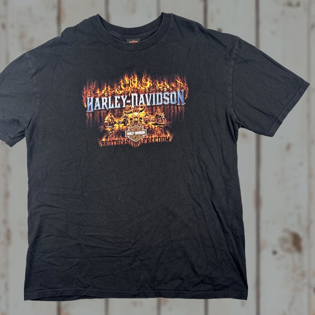 Harley Davidson VINTAGE Harley-Davidson Motorcycle Mens T-Shirt 2XL Black Crew Neck Short Sleeve Graphic Print Size US XXL / EU 58 / 5 - 1 Thumbnail
