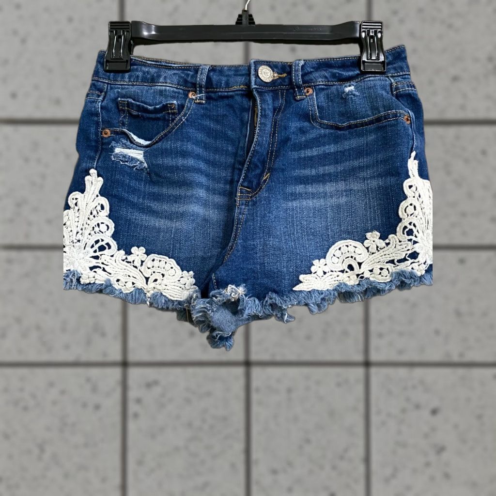 Vintage WOMEN AÉROPOSTALE HIGH WAISTED SHORTY CUT-OFF FRAYED DENIM SHORTS Size 4 Size 27" / US 4 / IT 40 - 1 Thumbnail