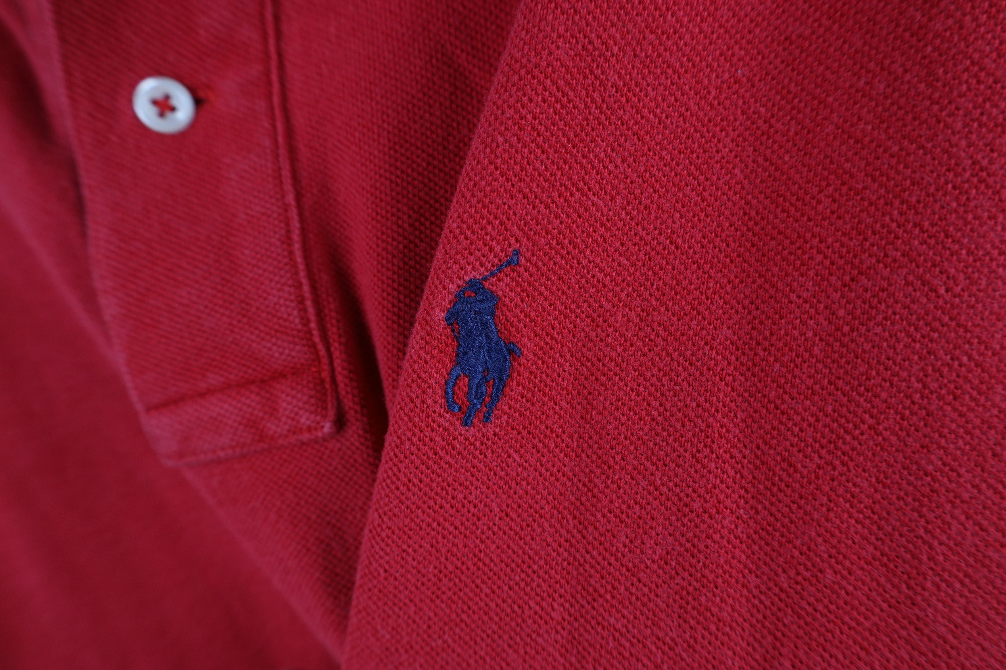 Ralph Lauren × Vintage Vintage 90s Ralph Lauren Pique Cotton Knit Polo Shirt Red Size US S / EU 44-46 / 1 - 4 Thumbnail