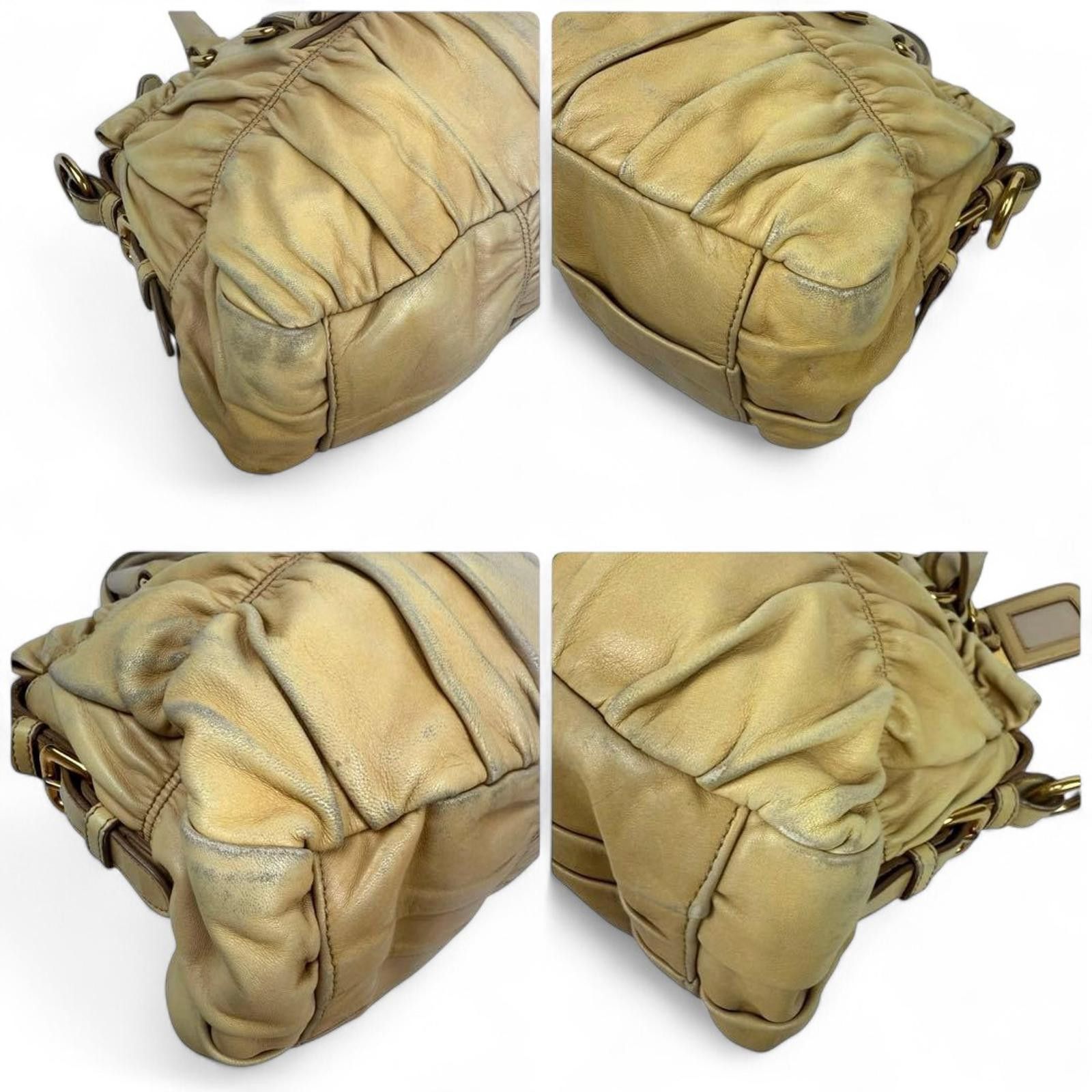 Prada Prada - Beige Leather Handbag Gold Hardware Size ONE SIZE - 5 Thumbnail