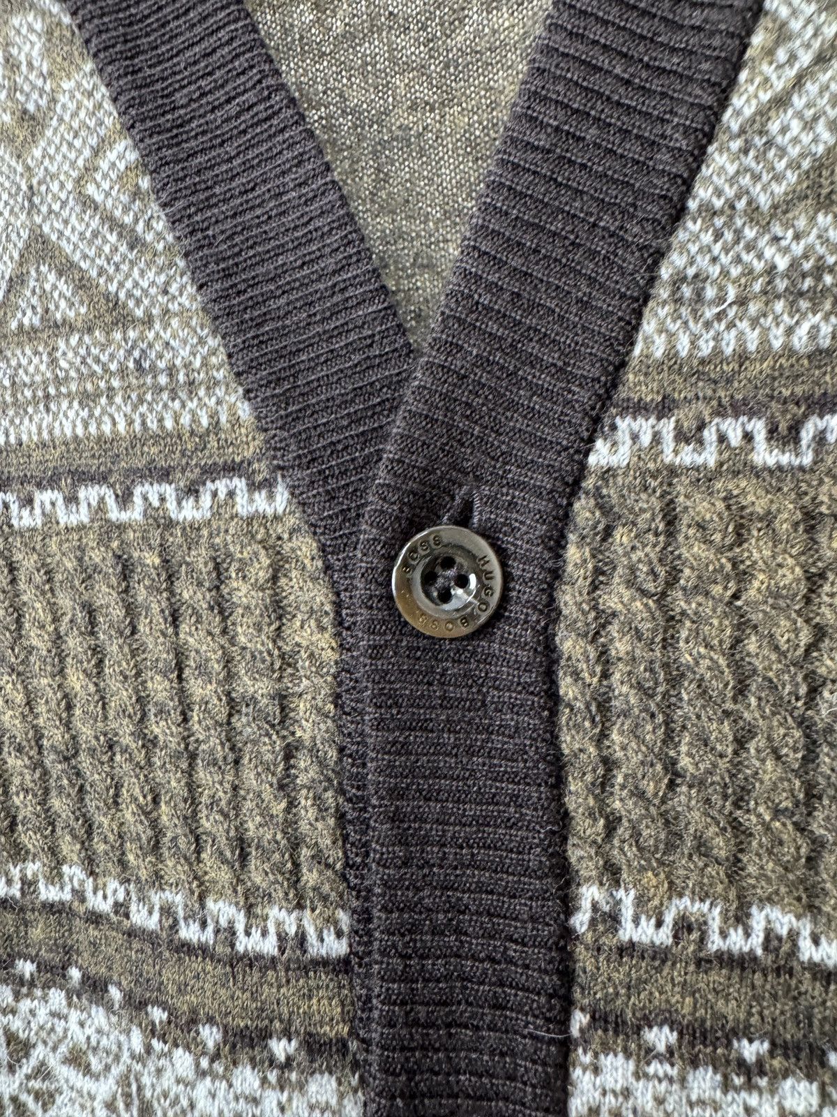 Hugo Boss Hugo Boss striped ornament wool alpaca angora silk cardigan Size US L / EU 52-54 / 3 - 7 Thumbnail