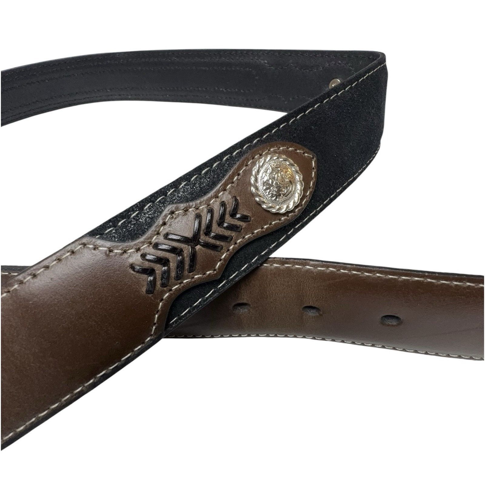 Other Vintage Western Leather Belt Tooled Brown Cowboy Rodeo 38 Size 38 - 3 Thumbnail