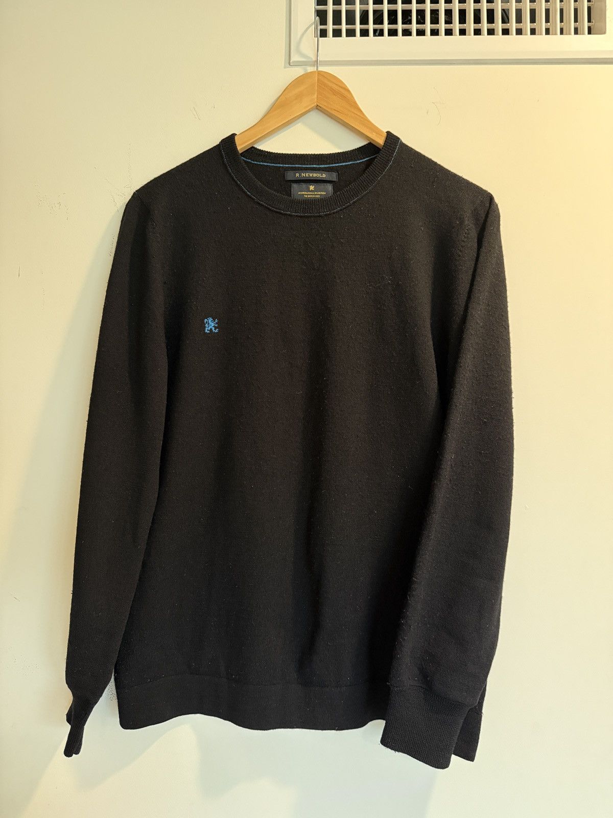 R.Newbold R.Newbold 100% Wool Black Crewneck Sweater Size US L / EU 52-54 / 3 - 1 Thumbnail