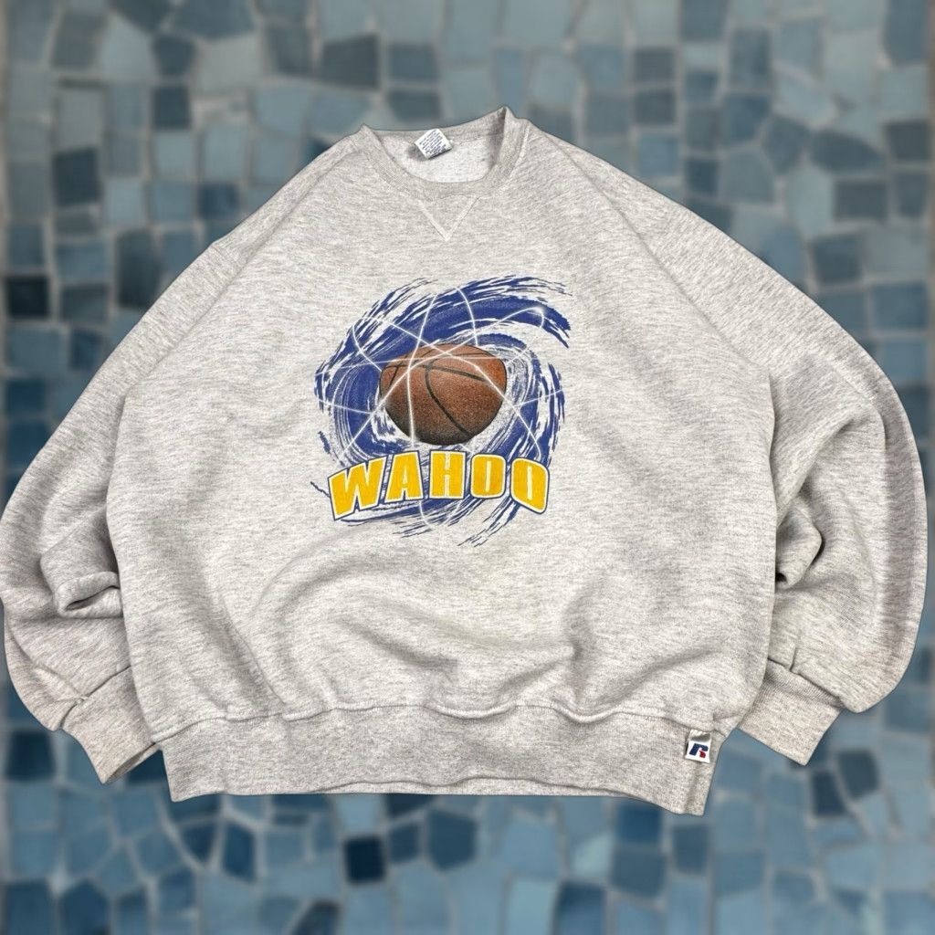 Russell Athletic VINTAGE Russell Sweatshirt Mens L Athletic 90s Y2K Fleece Basketball Crew Neck Gray Logo Folded/Regular Mens Size US L / EU 52-54 / 3 - 1 Thumbnail