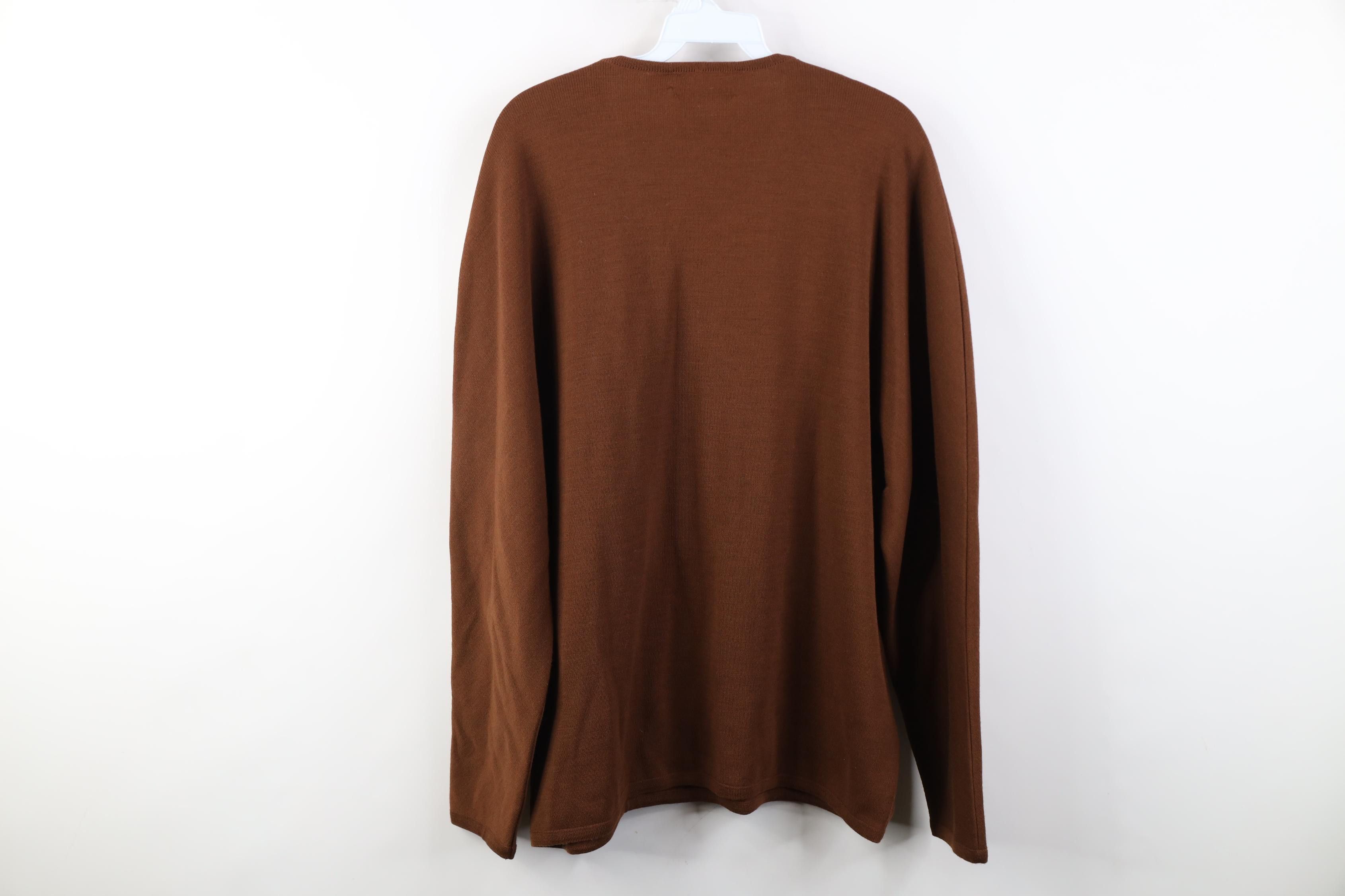 Vintage Vintage 70s Streetwear Wool Knit V-Neck Sweater Brown USA Size US L / EU 52-54 / 3 - 8 Thumbnail