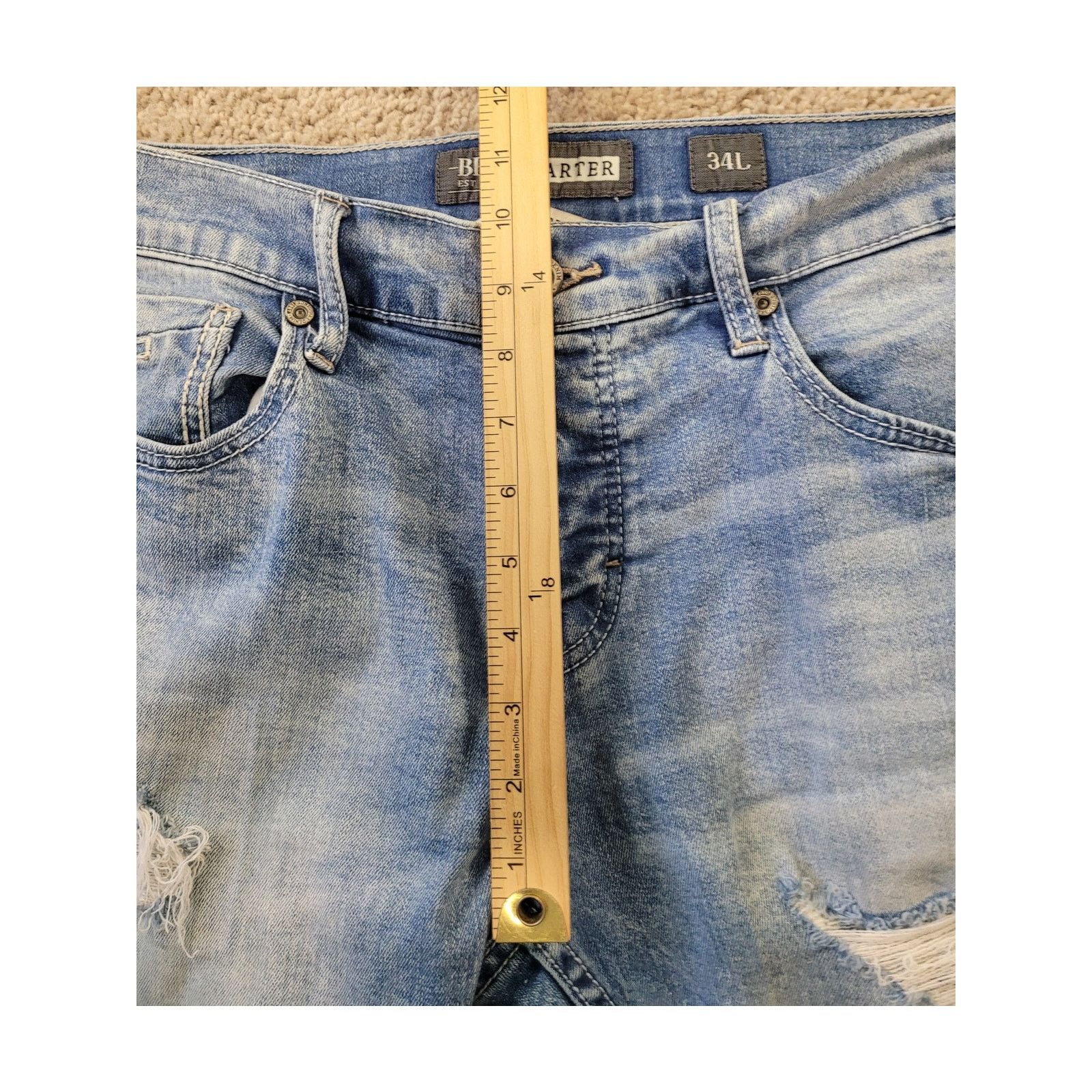 BKE BKE Carter Straight Leg Jeans 34L Distressed Button Fly EUC Size US 36 / EU 52 - 7 Thumbnail