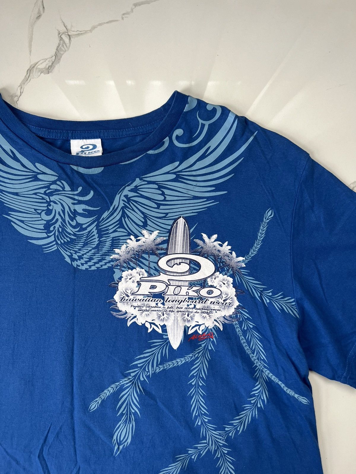 Japanese Brand × Vintage 90's PIKO HAWAIIAN LONGBOARD WEAR BIG LOGO TEE Y2K Size US XL / EU 56 / 4 - 5 Thumbnail