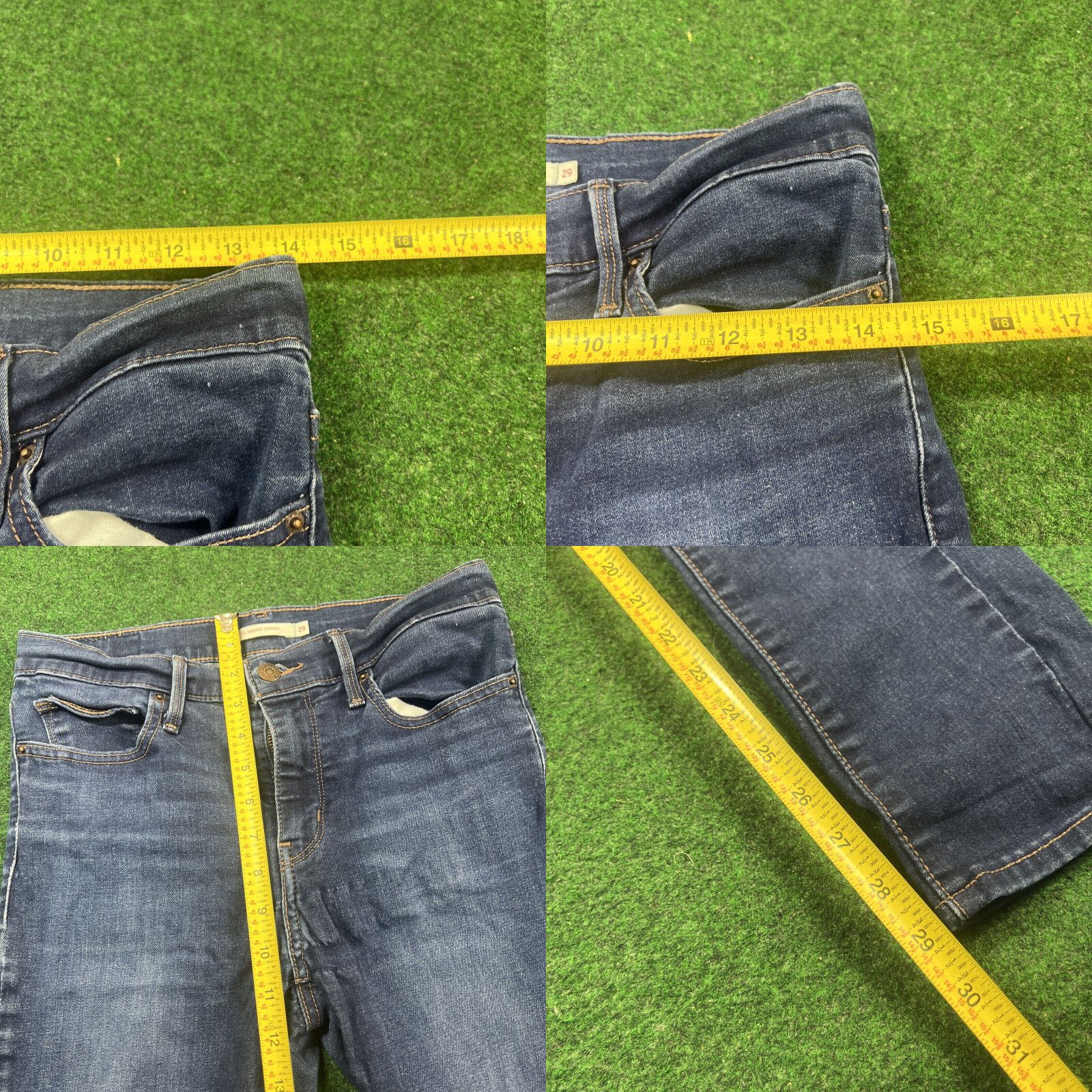 Levi's Levis Mid Rise Skinny Women Sz 29 Measures 28x29 Stretch Denim Blue Jeans Size 29" - 8 Thumbnail