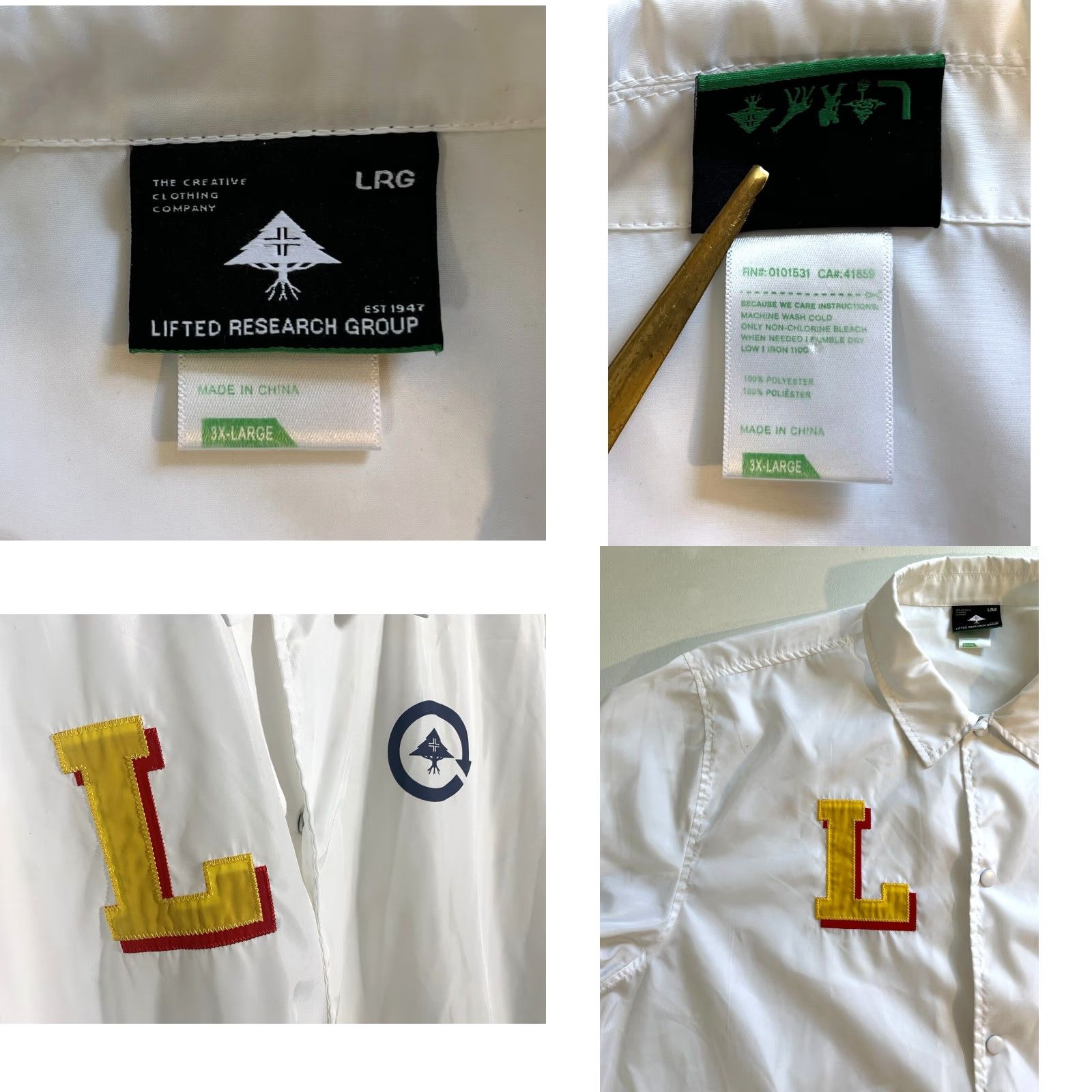 Vintage LRG Lifted Research Group Jacket Mens Windbreaker 3XL White Logo Windbreaker City Hip Hop Casual Lightweight Pattern Solid Snap Closure Size US XXL / EU 58 / 5 - 8 Thumbnail