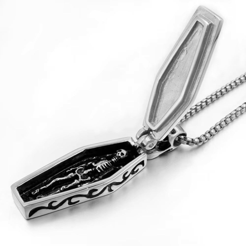 Jewelry Coffin Vampire Skull Punk Skull Pendant Necklace Size ONE SIZE - 3 Thumbnail