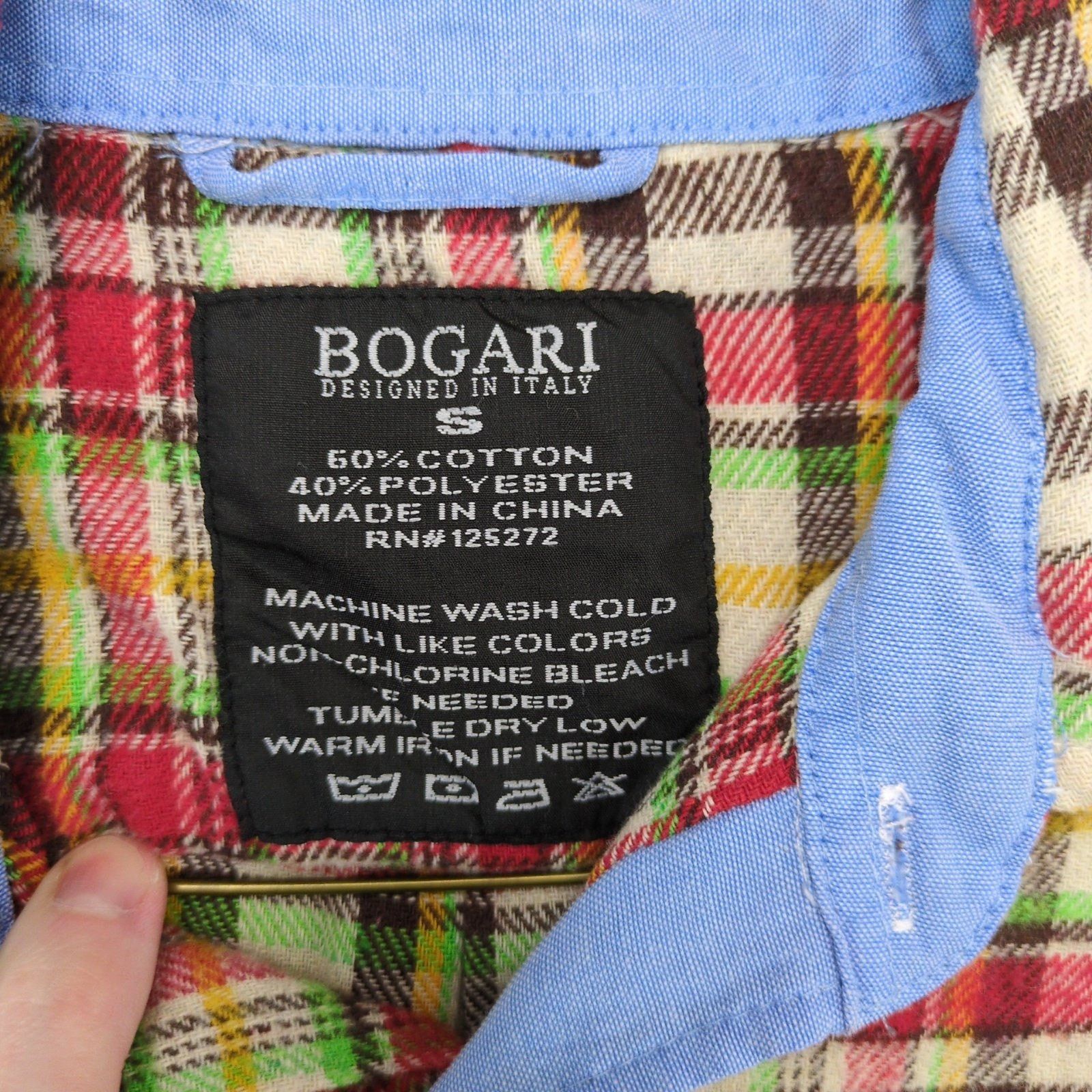 Other Bogari Italy Mens S Soft Flannel Long Sleeve Button Up Shirt Size US S / EU 44-46 / 1 - 2 Thumbnail