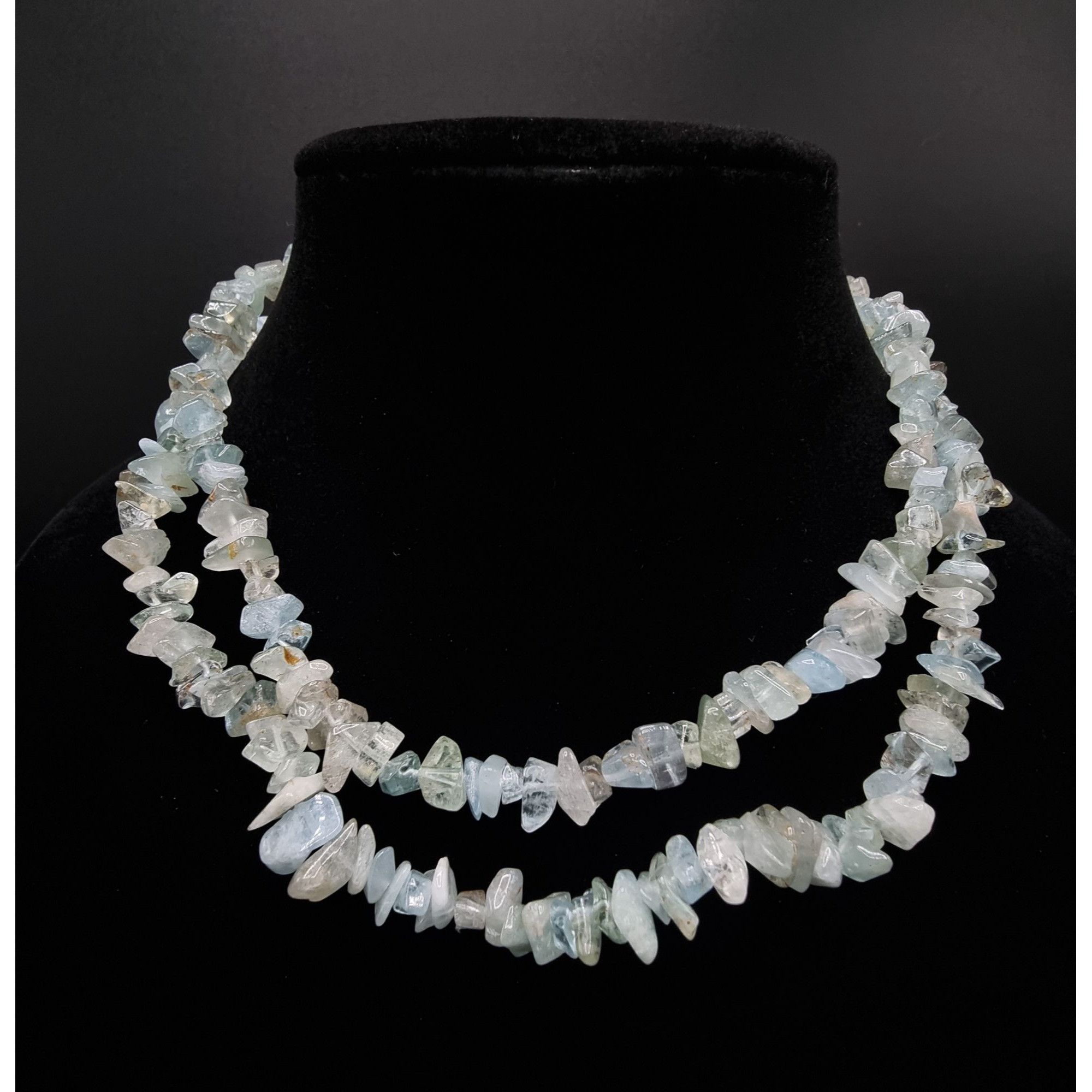 Vintage Long Natural Aquamarine Chip Bead Necklace Size ONE SIZE - 2 Thumbnail