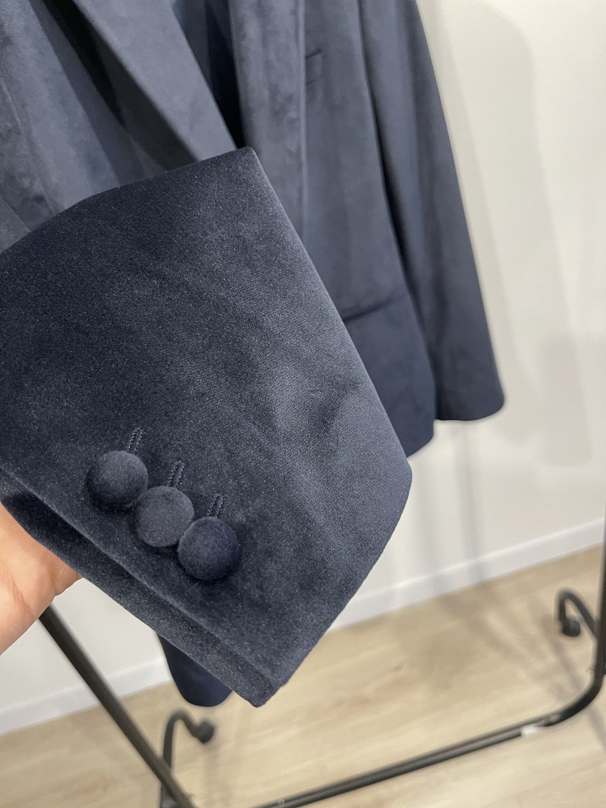 Vintage Vintage velvet jacket blue velour classic jacket sport coat Size 48R - 4 Thumbnail