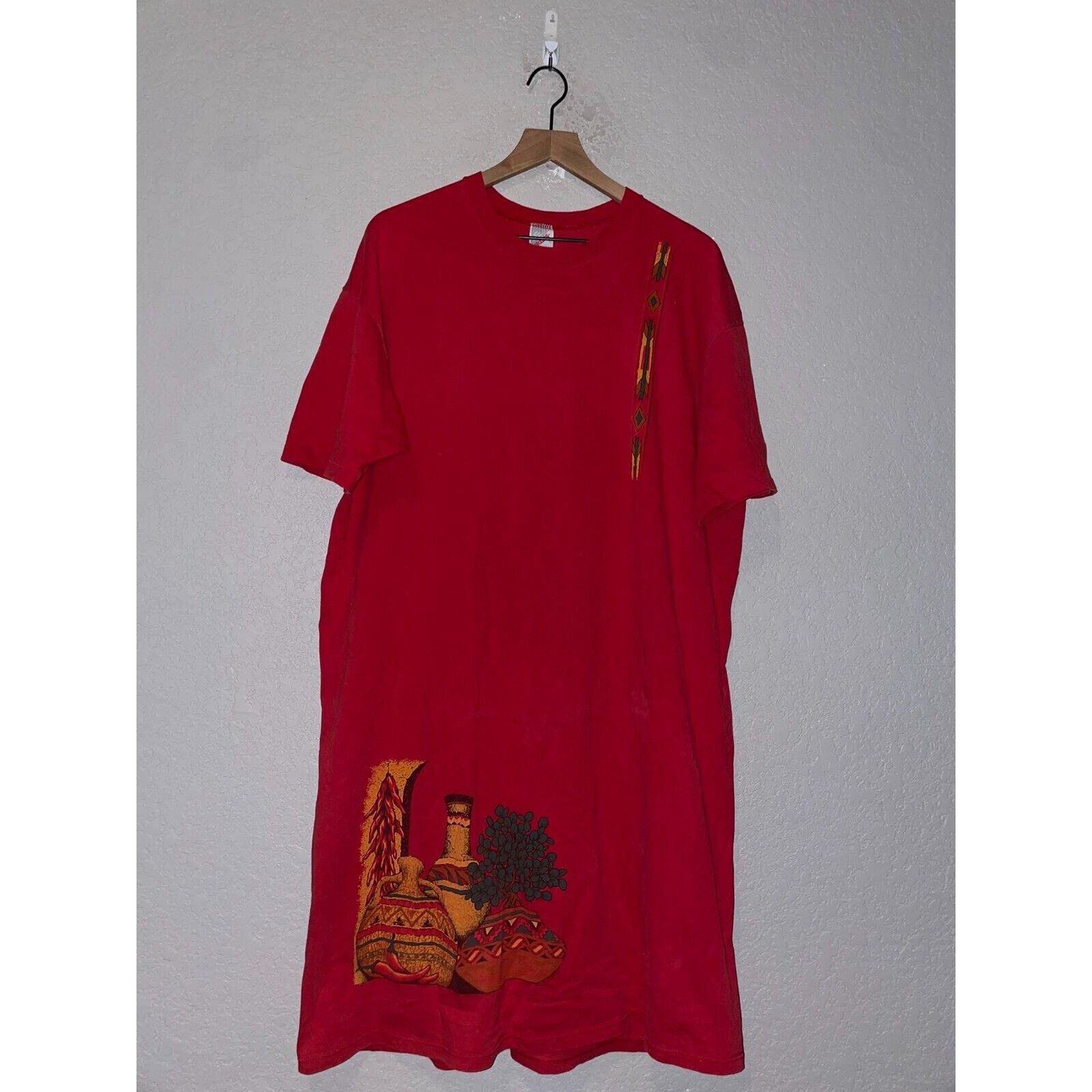 Jerzees Vintage Native Sleeper Shirt Mexican Art Vase Pots Tee 90s Size US XL / EU 56 / 4 - 1 Thumbnail