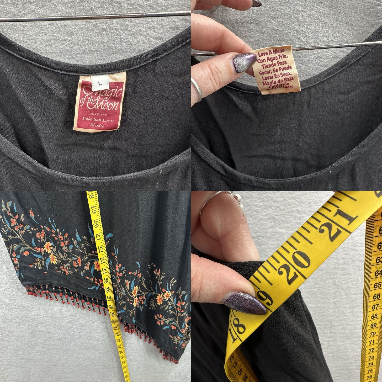 Vintage VINTAGE Magic Of The Moon Blouse L Black Floral Boho Cottagecore y2k Women Size L / US 10 / IT 46 - 8 Thumbnail