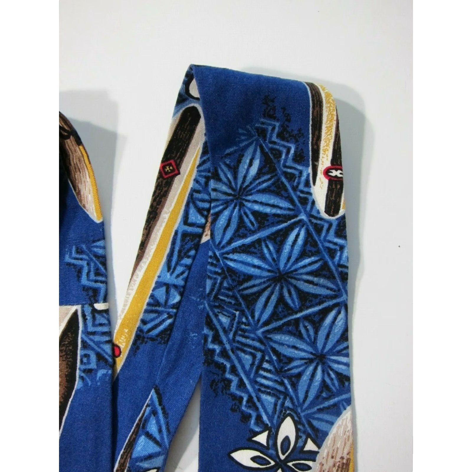 Vintage Vintage Made In Hawaii Cotton Blue Red Brown White Surf Floral Neck Tie Size ONE SIZE - 3 Thumbnail