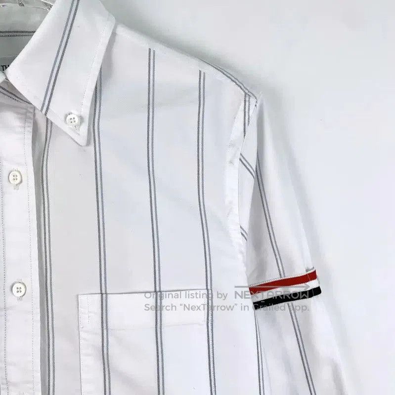 Thom Browne Thom Browne White Striped Cotton Shirt . Size M / US 6-8 / IT 42-44 - 3 Thumbnail