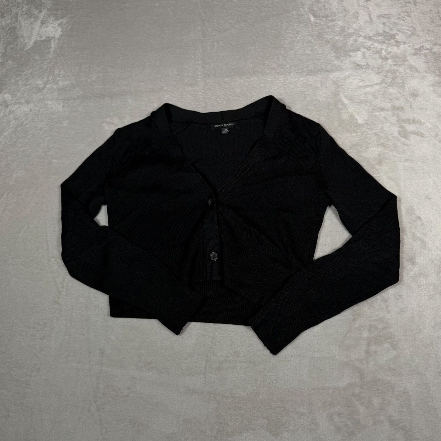 Banana Republic Banana Republic Cardigan Womens XS Black Ribbed Knit Button Up Sweater Size XS / US 0-2 / IT 36-38 - 2 Thumbnail