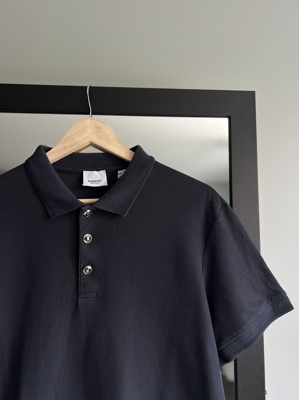 Burberry Burberry Luxury Navy Polo T-shirt Size US L / EU 52-54 / 3 - 3 Thumbnail