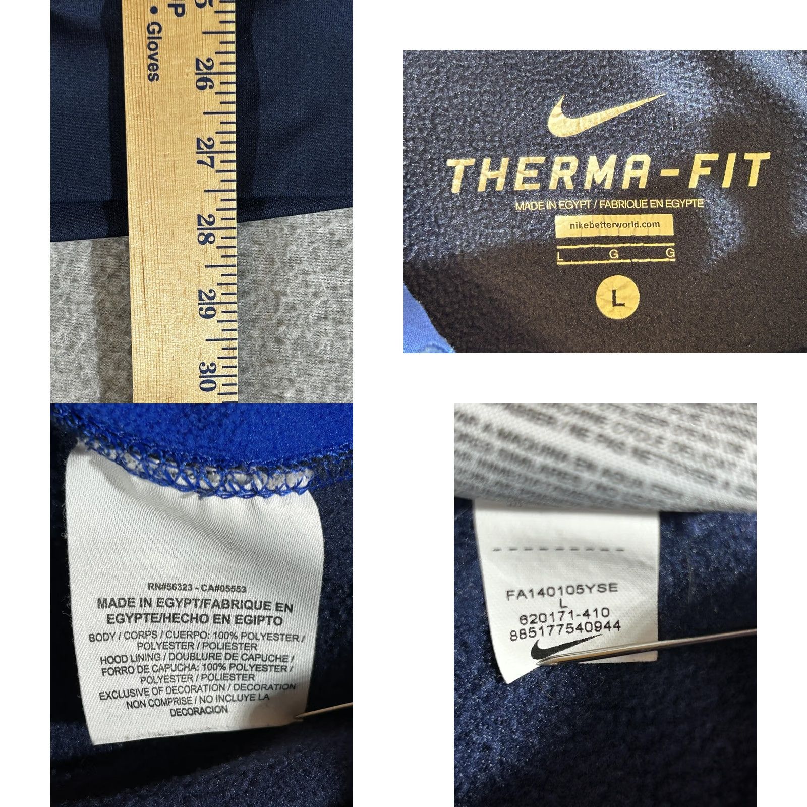 Nike Nike Hoodie Mens Large Blue Therma-FIT Pullover Fleece Sweatshirt Swoosh Logo Size US L / EU 52-54 / 3 - 8 Thumbnail