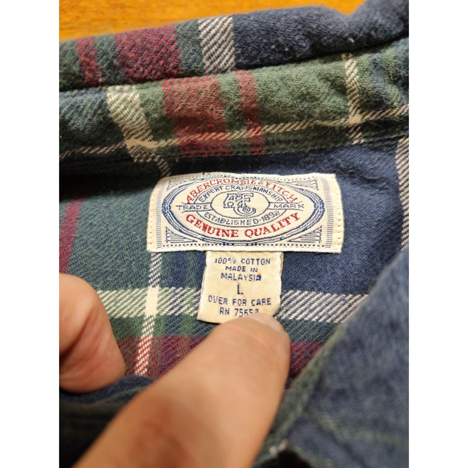 Abercrombie & Fitch VINTAGE Abercrombie & Fitch Mens Large Big Shirt Oversized Flannel Button Up Plaid Size US L / EU 52-54 / 3 - 6 Thumbnail