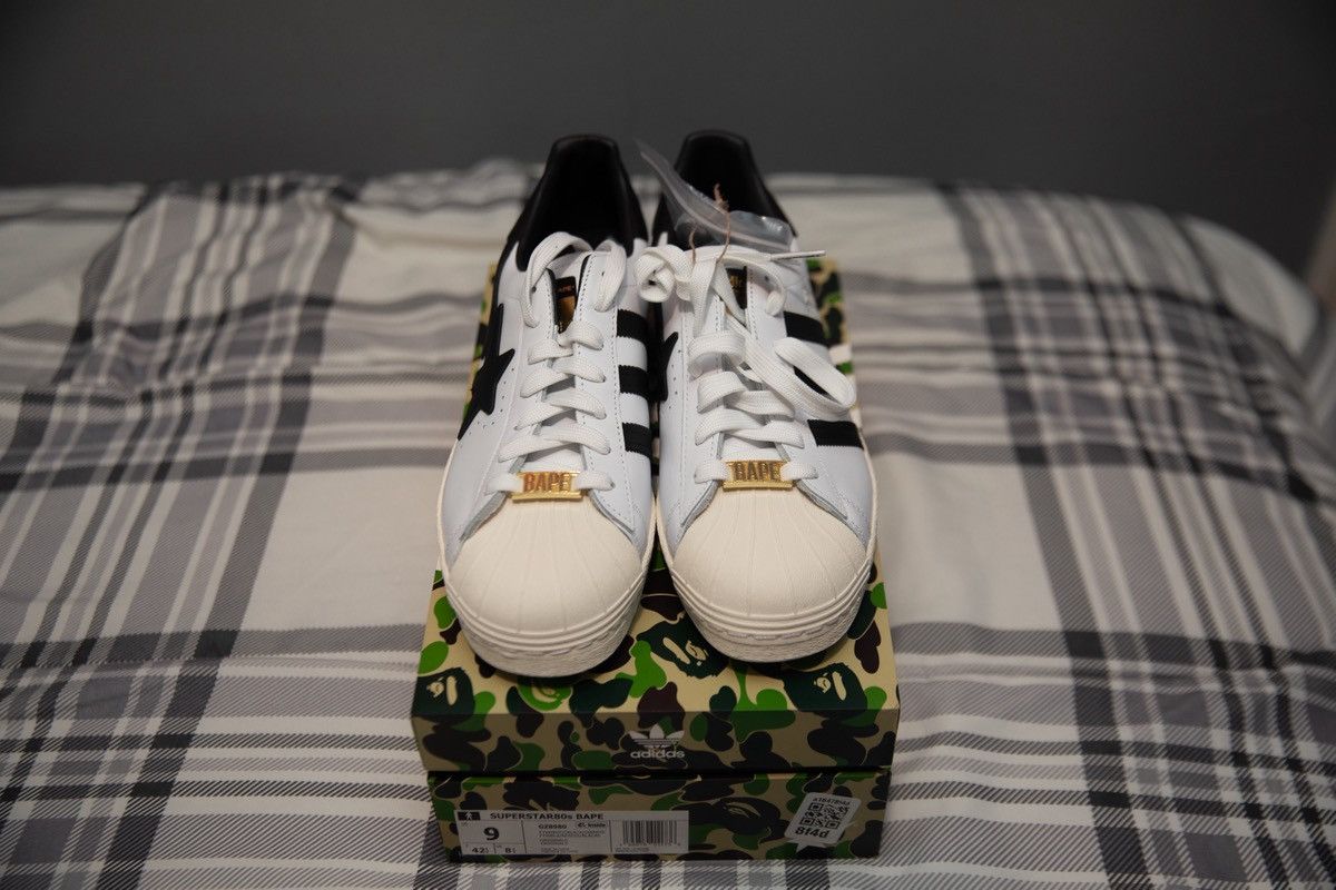 Adidas × Bape Bape x Superstars ‘Black and White’ Size US 9 / EU 42 - 3 Thumbnail