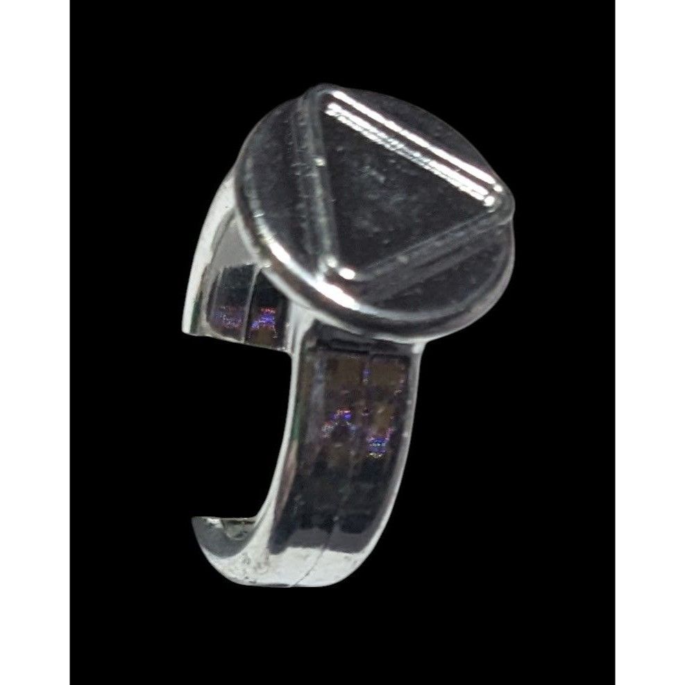 Other Casual Plastic Metallic Silver Tone Triangle Embossed Ring S Size ONE SIZE - 2 Thumbnail