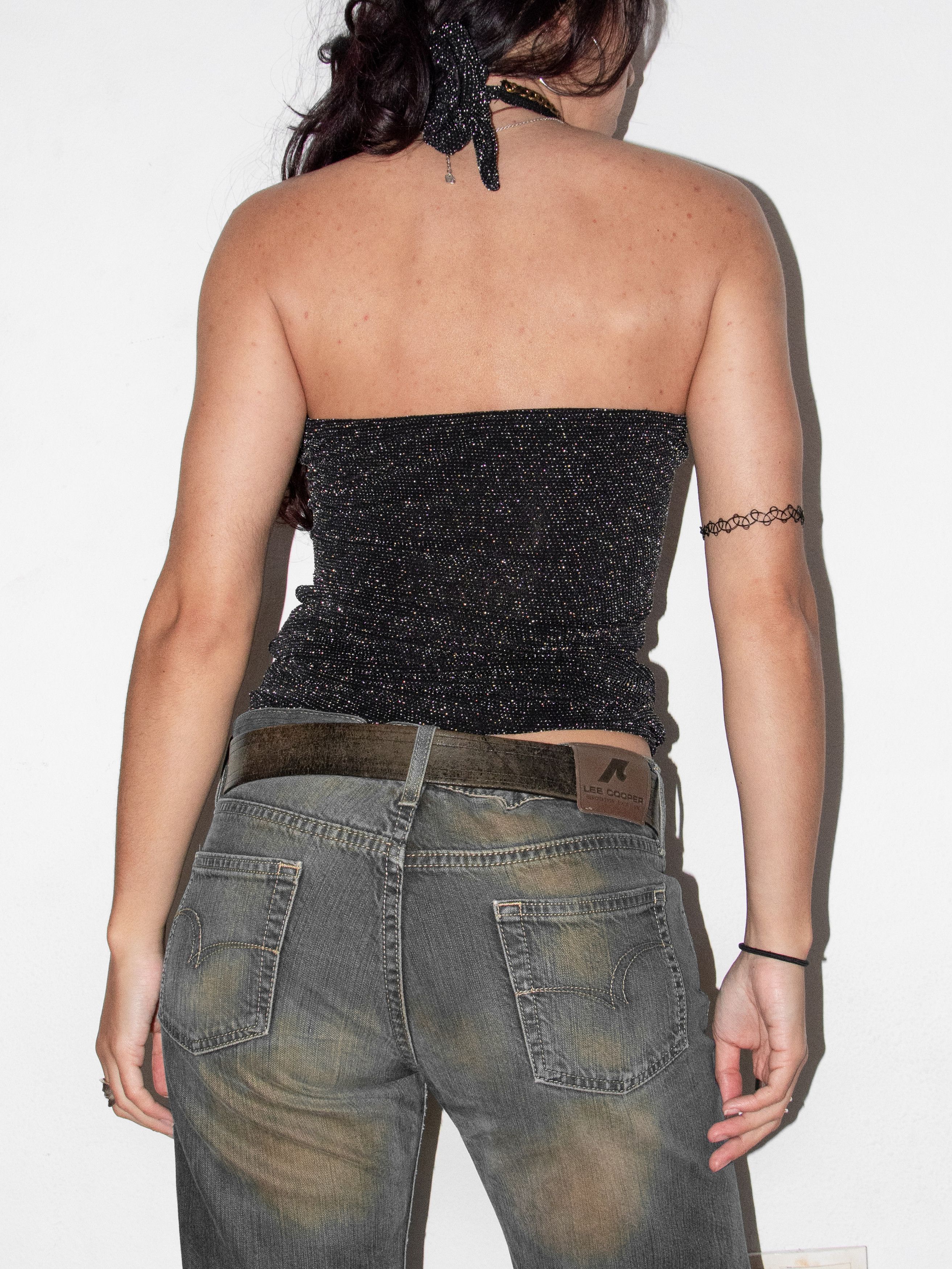 Vintage Vintage Y2K Clubbing Grey Lurex Halter Neck Top Size M / US 6-8 / IT 42-44 - 4 Thumbnail