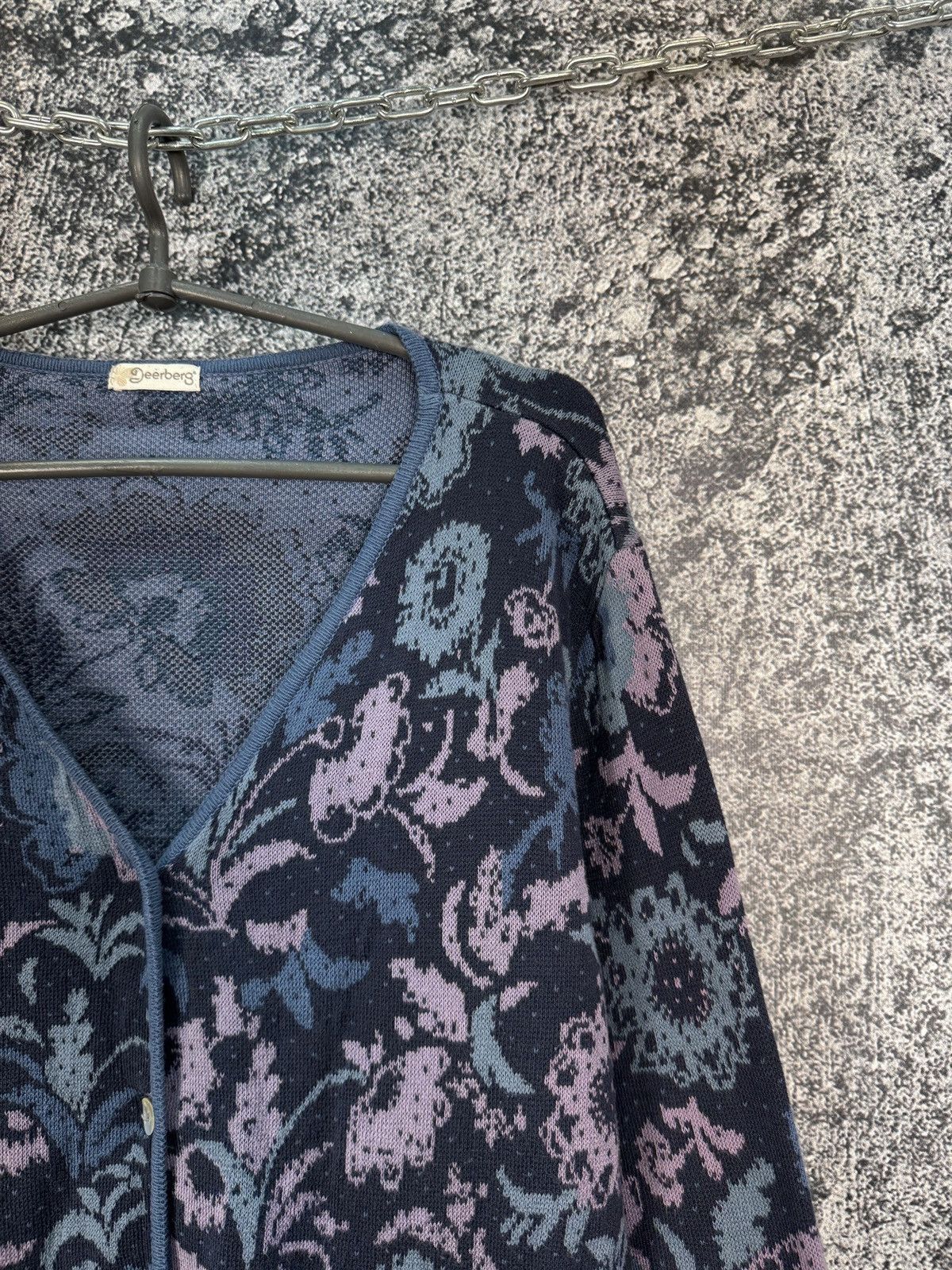 Other Deerberg Floral Cardigan Button Up Knit Sweater Blue Purple Size XL / US 12-14 / IT 48-50 - 2 Thumbnail