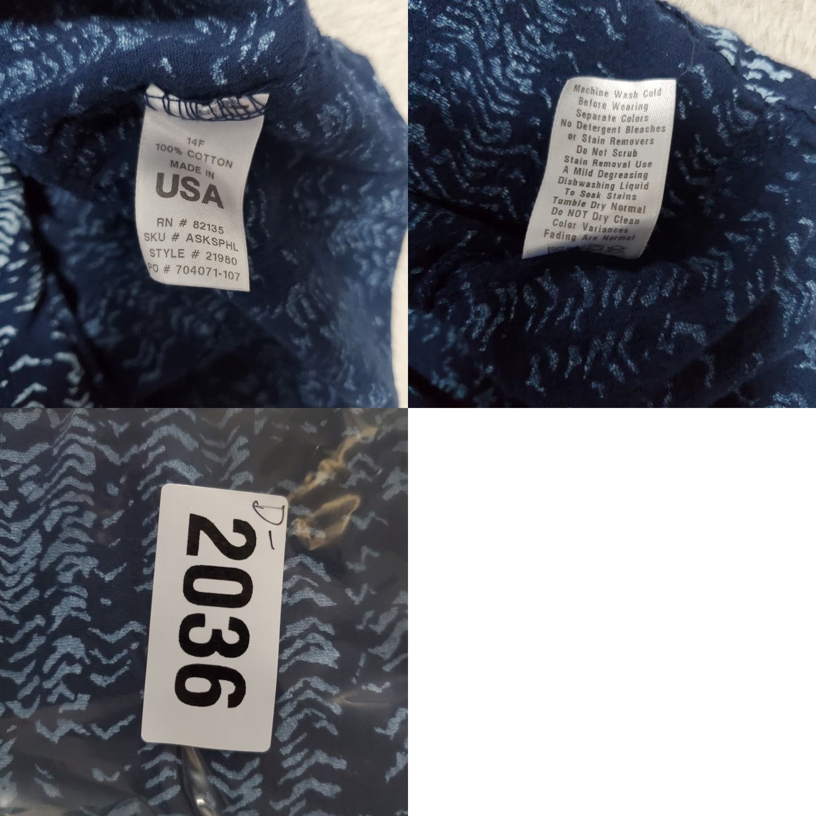 Vintage Fresh Produce Skirt Women XL Blue Print Pull On Lined 100% Cotton Made USA Size 40" / US 18 - 8 Thumbnail