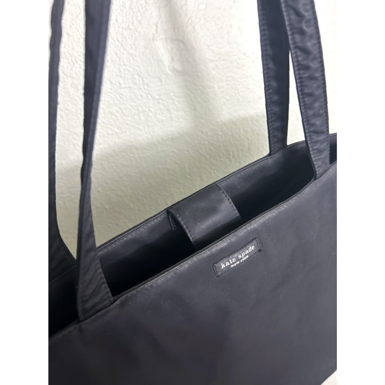 VINTAGE Kate Spade Black Tote Bag Double Handles Polyester 15x10.5x5.5 Womens Tote Bag