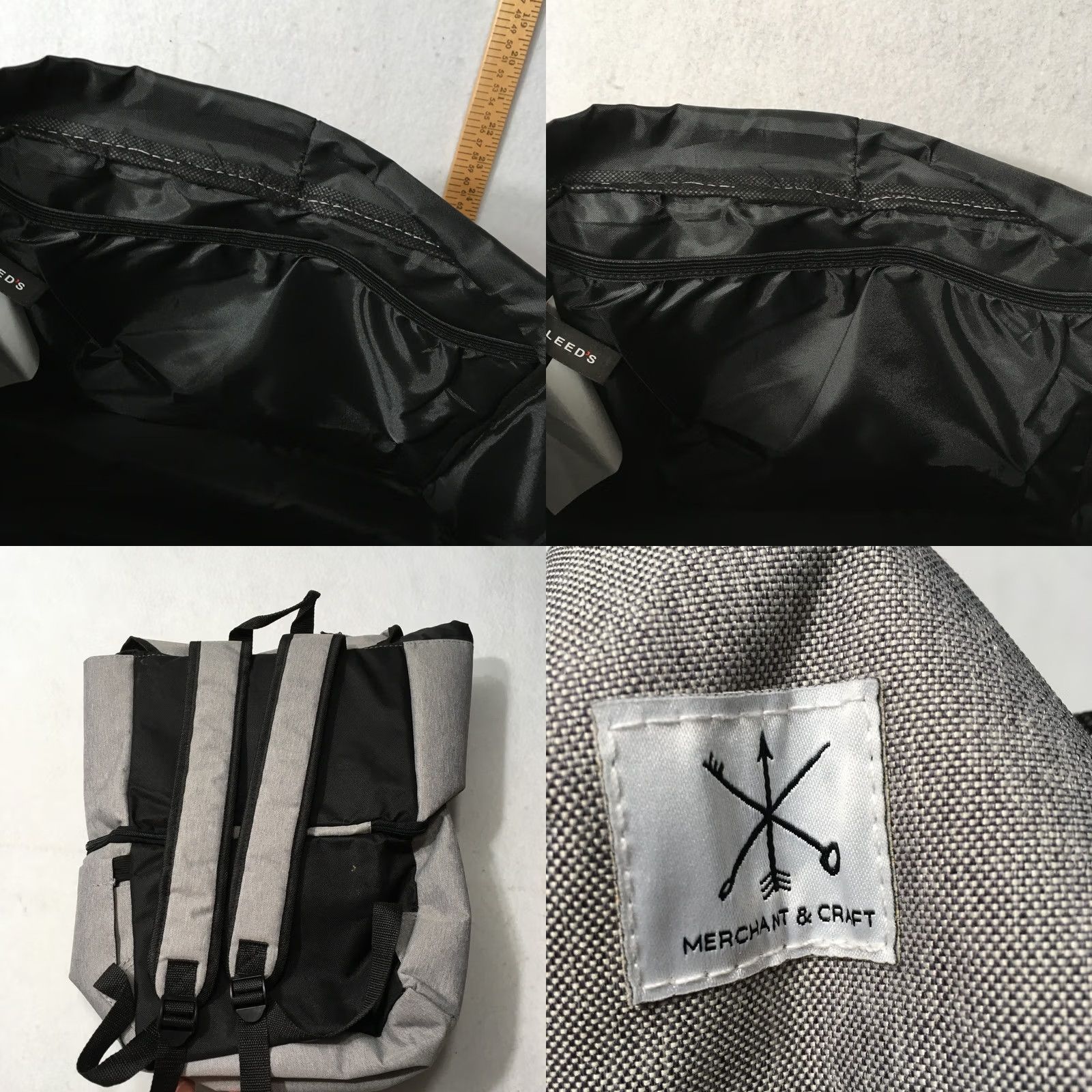 Vintage Leeds Gray Backpack Mens Bag Nylon Polyester 18 in Gray Backpack Mens Size ONE SIZE - 8 Thumbnail