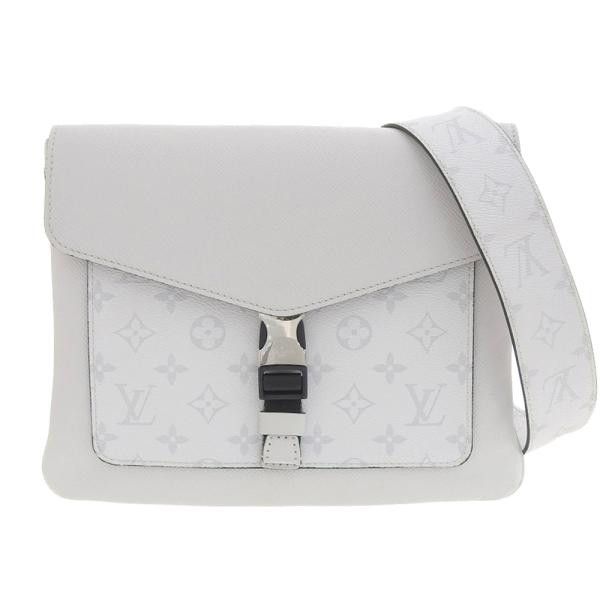 image of Louis Vuitton Monogram Taigarama Outdoor Flap Messenger Bag in White, Women's